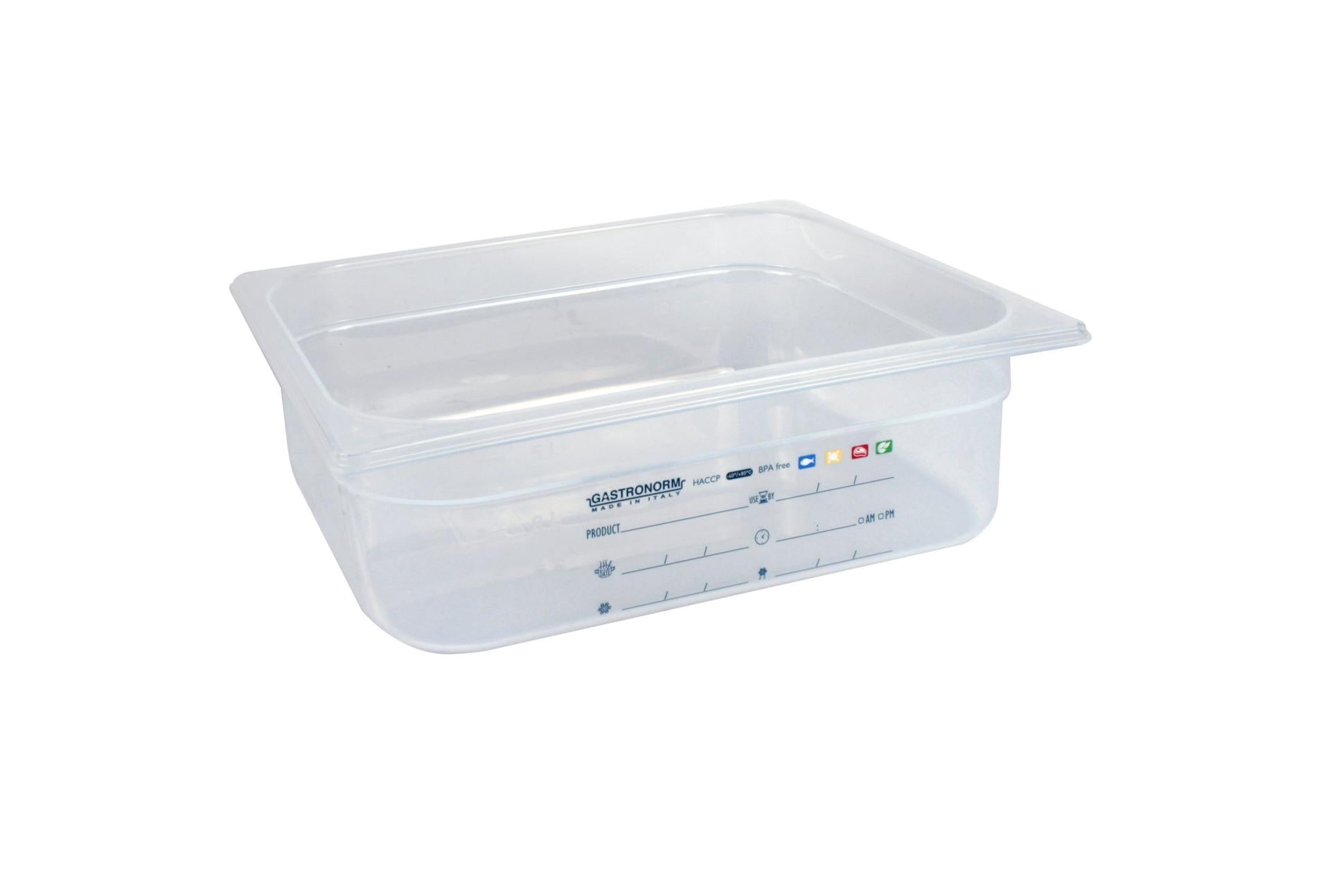 Mori2A Bacinella Graduata GN 1/2 H.10 cm In Polipropilene Trasparente Con Etichetta Datario HACCP