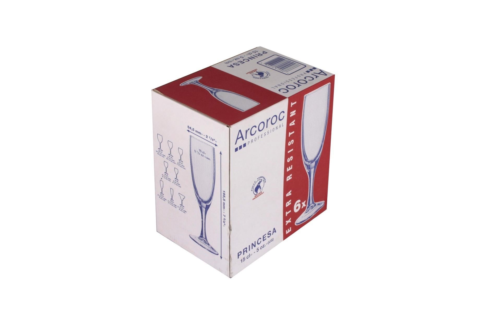 Arcoroc Princesa New Flute 15 cl In Vetro Temperato - Set 6 Pz 8