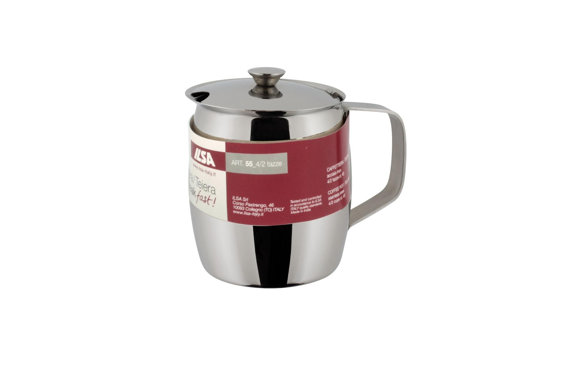 Ilsa Caffettiera Inox 3 Tazze - Acciaio Inossidabile Con Manico Ergonomico Rosso 4