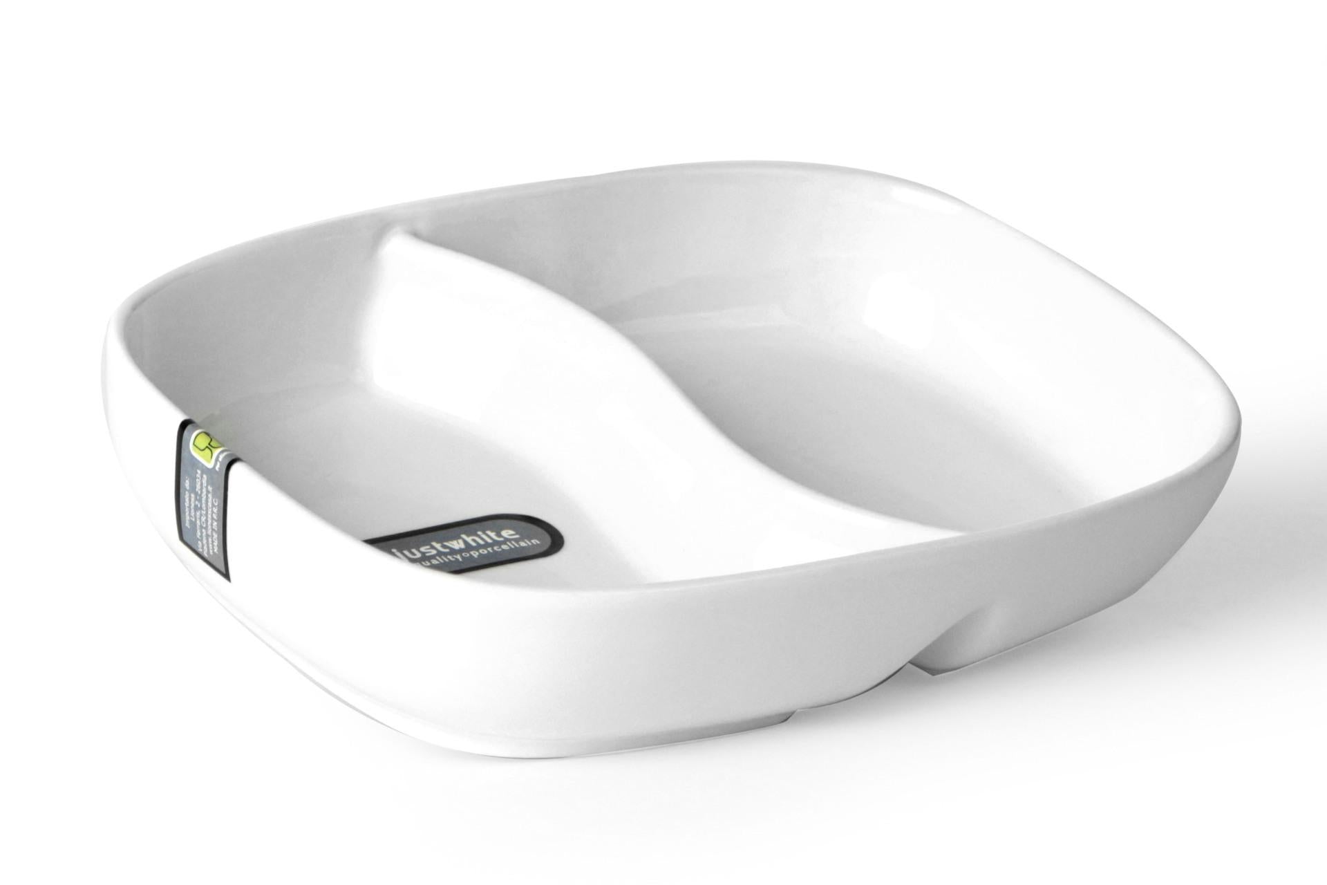 Import Tavola Professional JustWhite Piatto 2 Scomparti 20.3 x 14.2 x 4.3 cm In Porcellana Bianca - Set 4 Pz