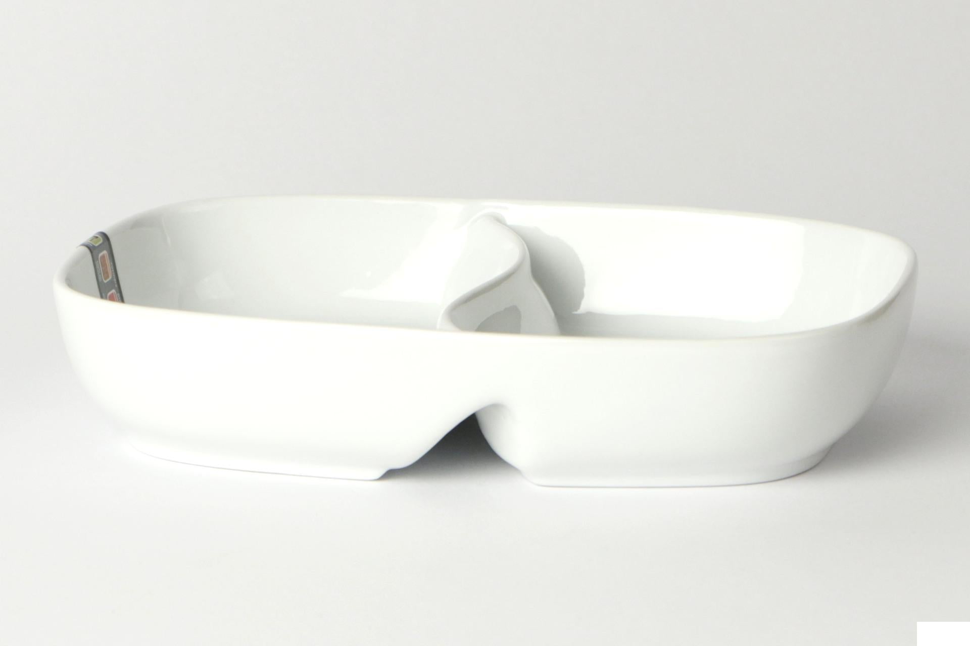 Import Tavola Professional JustWhite Piatto 2 Scomparti 20.3 x 14.2 x 4.3 cm In Porcellana Bianca - Set 4 Pz