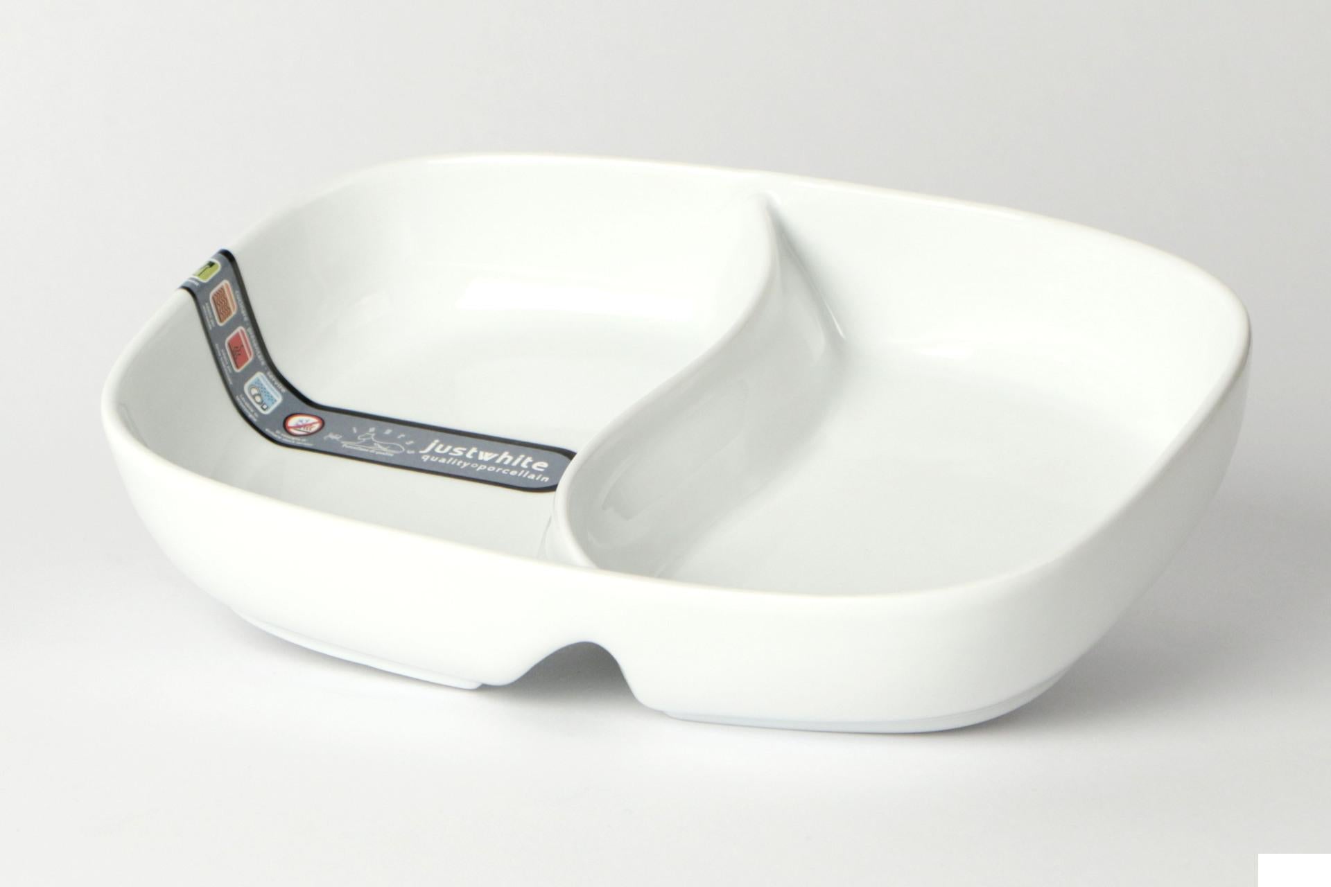 Import Tavola Professional JustWhite Piatto 2 Scomparti 20.3 x 14.2 x 4.3 cm In Porcellana Bianca - Set 4 Pz 3