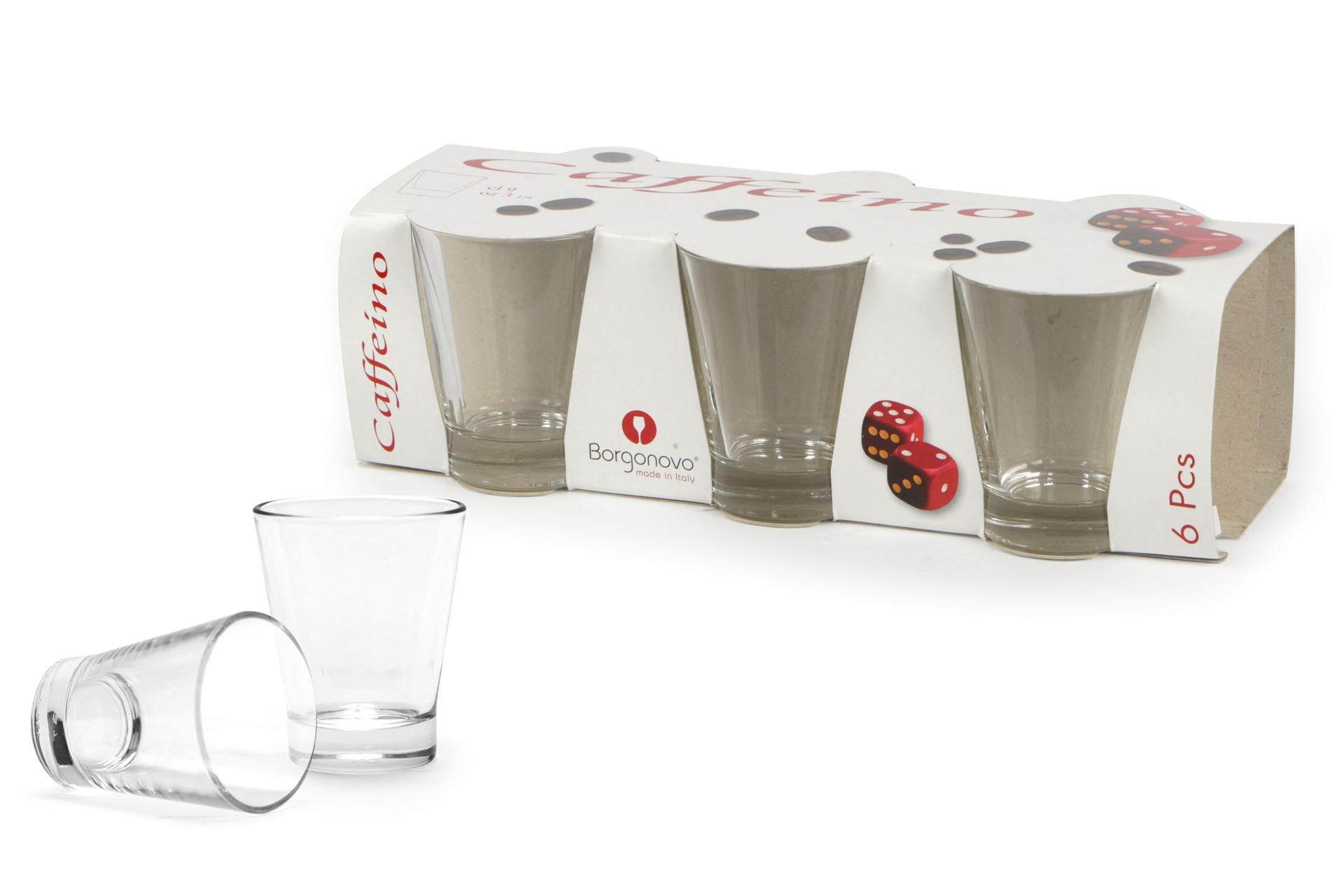 Borgonovo Bicchiere Caffeino 9 cl - Trasparente di Qualità per Ogni Occasione - Set 6 Pz