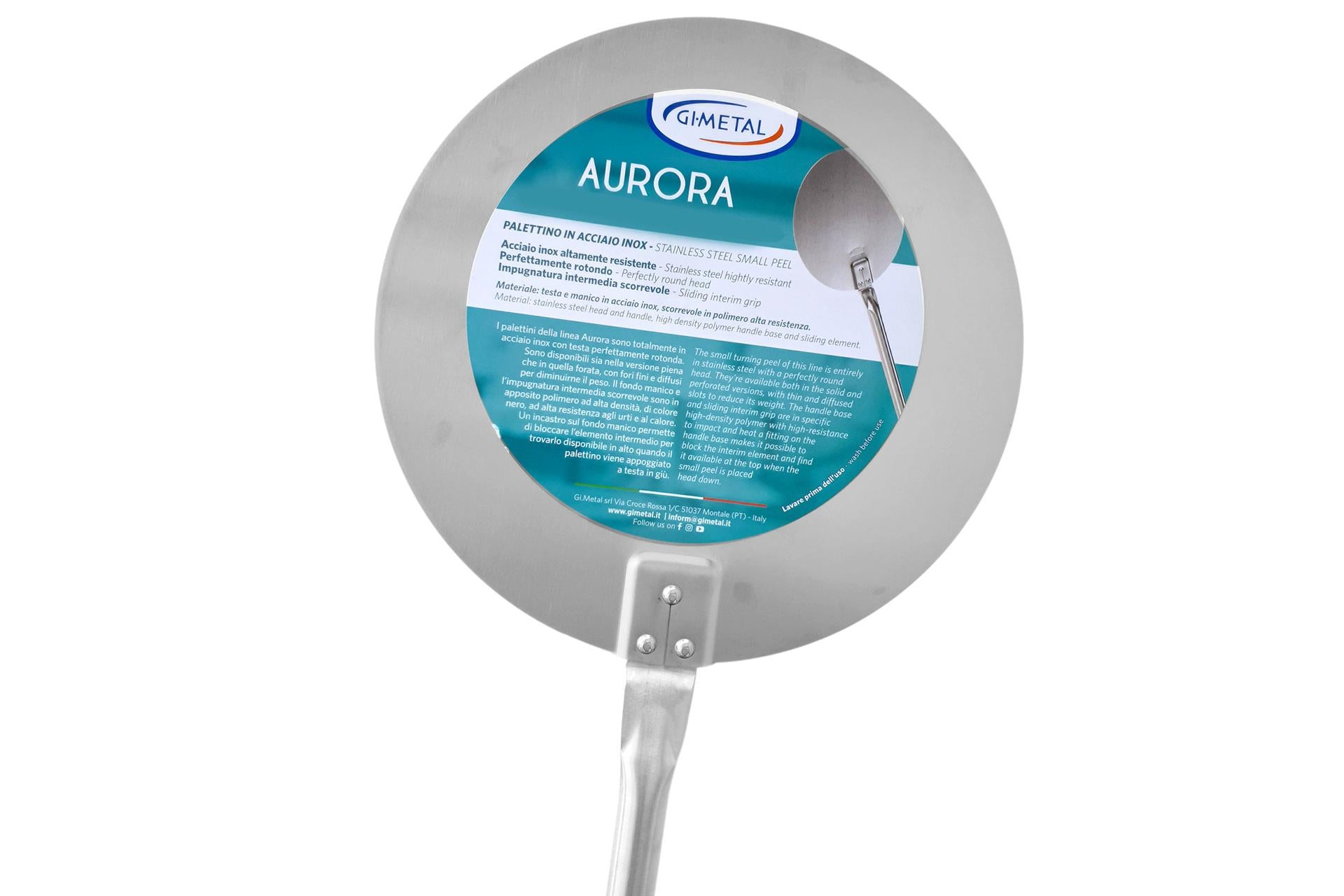 Gi Metal Amica Palettino Pizza Rotondo Ø26 cm In Acciaio Inox Con Manico 150 cm