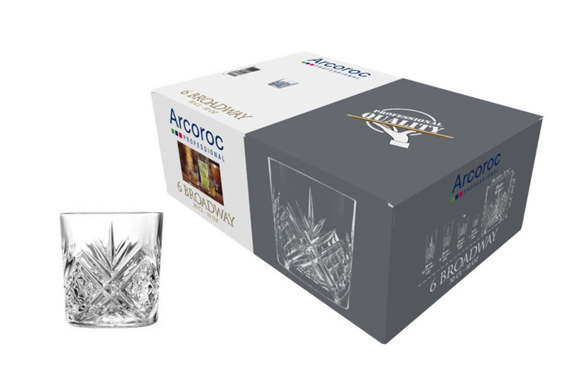Arcoroc Broadway Set 6 Bicchieri Acqua 30 cl - H 91 mm Ø 85 mm In Vetro Con Effetto Cristallo - Set 6 Pz 3