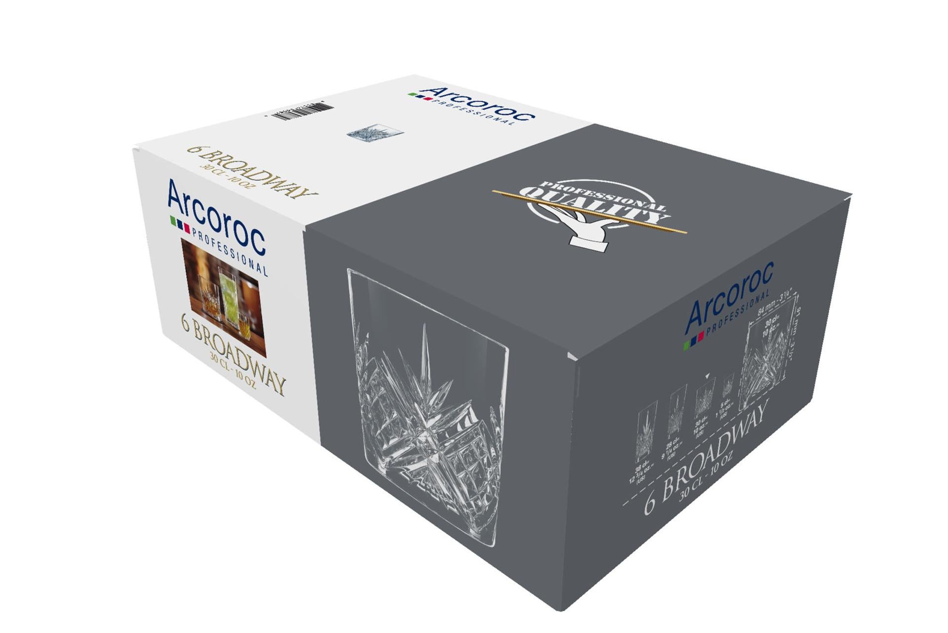 Arcoroc Broadway Set 6 Bicchieri Acqua 30 cl - H 91 mm Ø 85 mm In Vetro Con Effetto Cristallo - Set 6 Pz 5