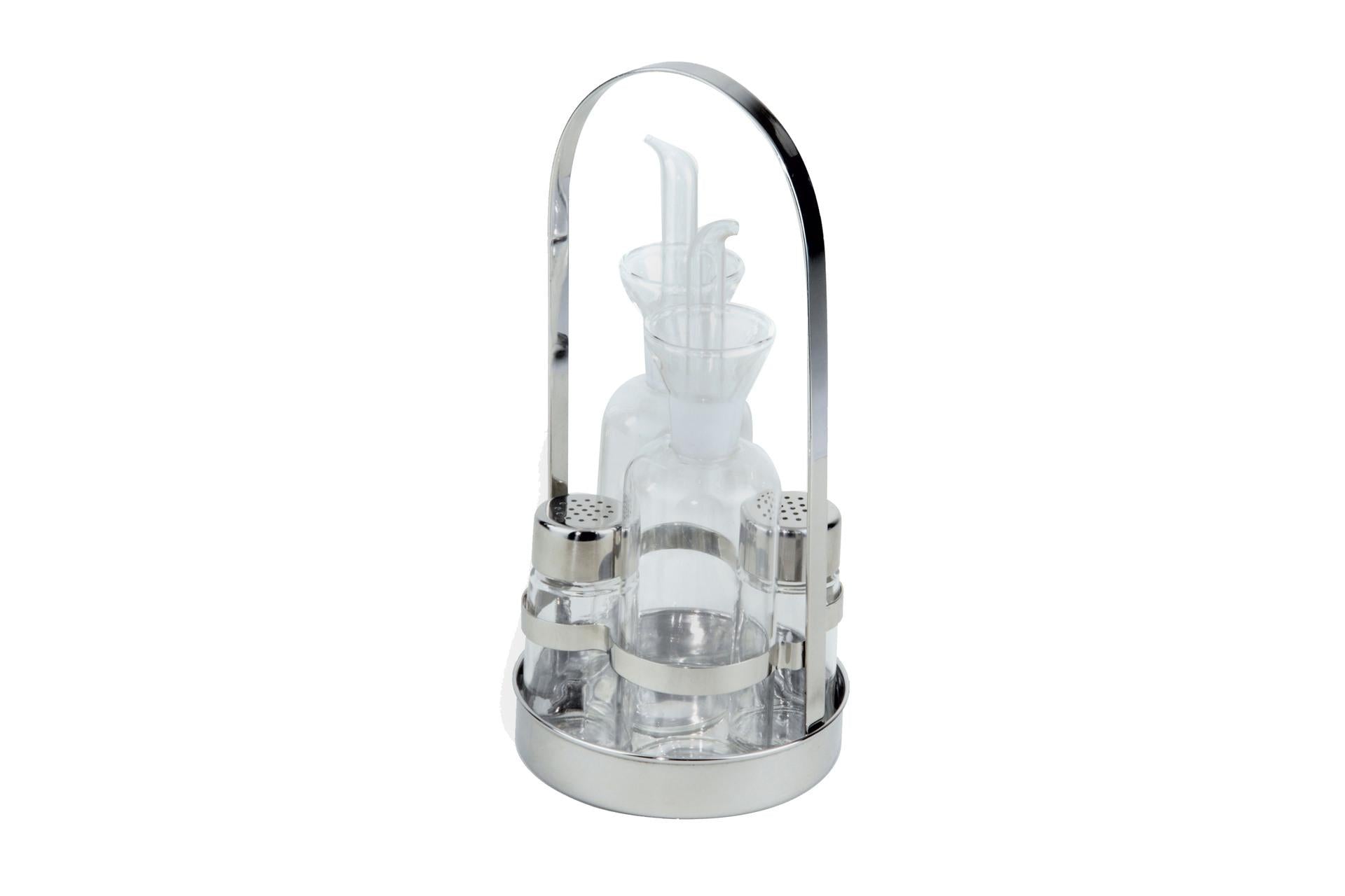 Ilsa Easy Menage 4 Pezzi Olio Aceto Sale e Pepe Inox - Ampolle Incluse Cm.12