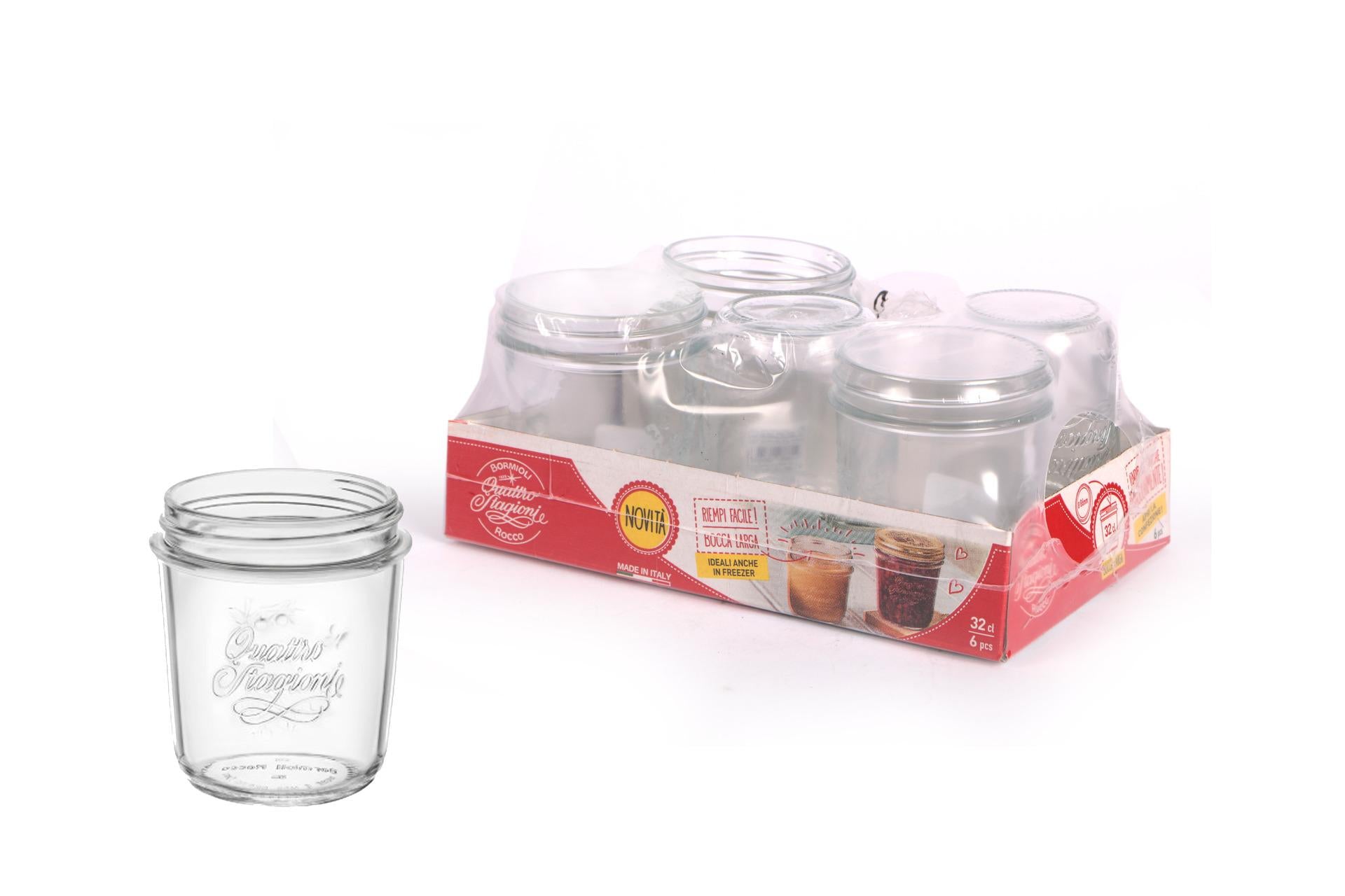 Bormioli Quattro Stagioni Vaso Cilindrico 0.32 kg - Per Marmellate e Conserve - Set 6 Pz