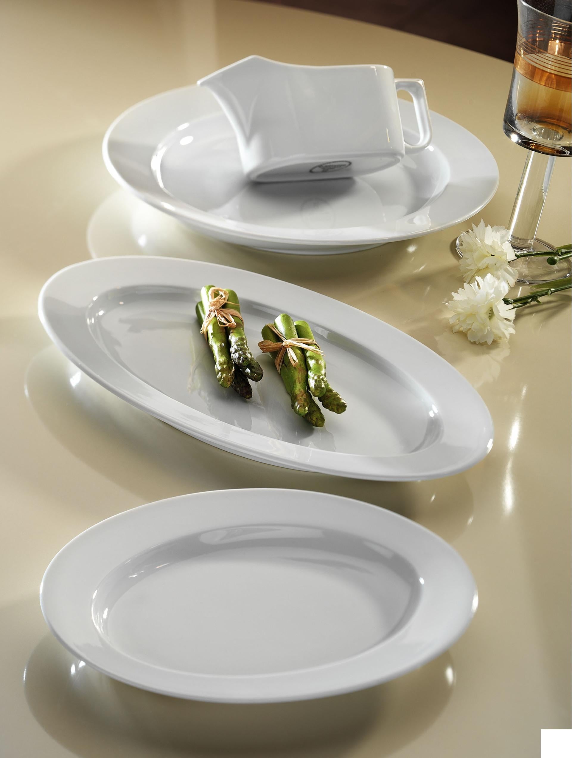 Kutahya Seramik Pera Piatto Ovale 28 cm - Serie Porcellana Professionale Bianco Con Bordo Rinforzato Antiurto - Set 6 Pz 3