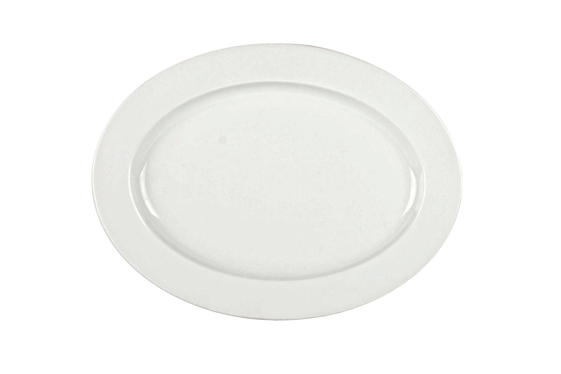 Kutahya Seramik Pera Piatto Ovale 35.5 x 27.5 cm - Porcellana Professionale Bianco Con Bordo Rinforzato Antiurto - Set 6 Pz