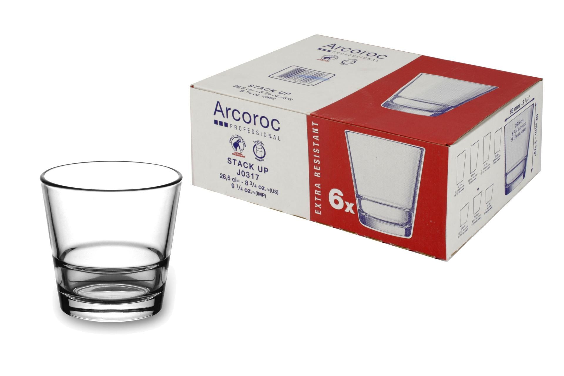 Arcoroc Stack Up Bicchiere Temperato Cl.26.6 - H 92 mm Ø 85 mm Impilabile - Set 6 Pz