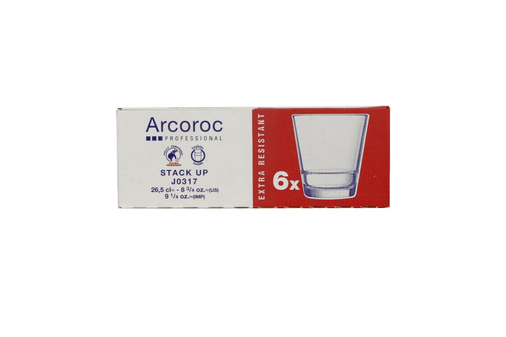 Arcoroc Stack Up Bicchiere Temperato Cl.26.6 - H 92 mm Ø 85 mm Impilabile - Set 6 Pz 8