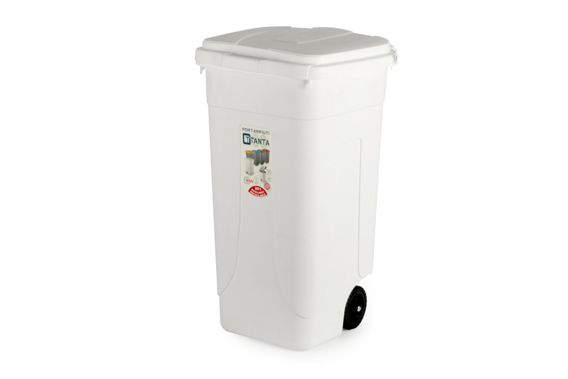 Mobil Plastic Bidone Portarifiuti Bianco 80 Litri Con Coperchio