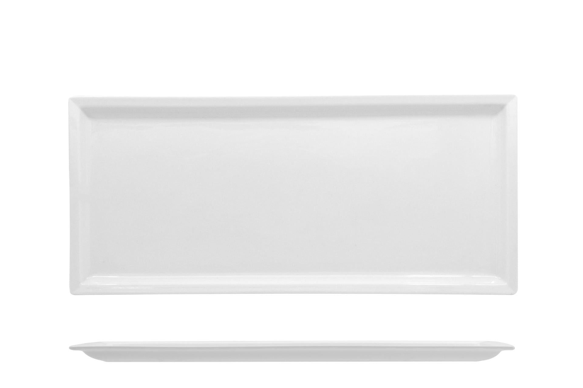 Import Tavola Professional JustWhite Piatto Rettangolare 45 x 20 cm - Linea In Porcellana Bianca - Set 3 Pz