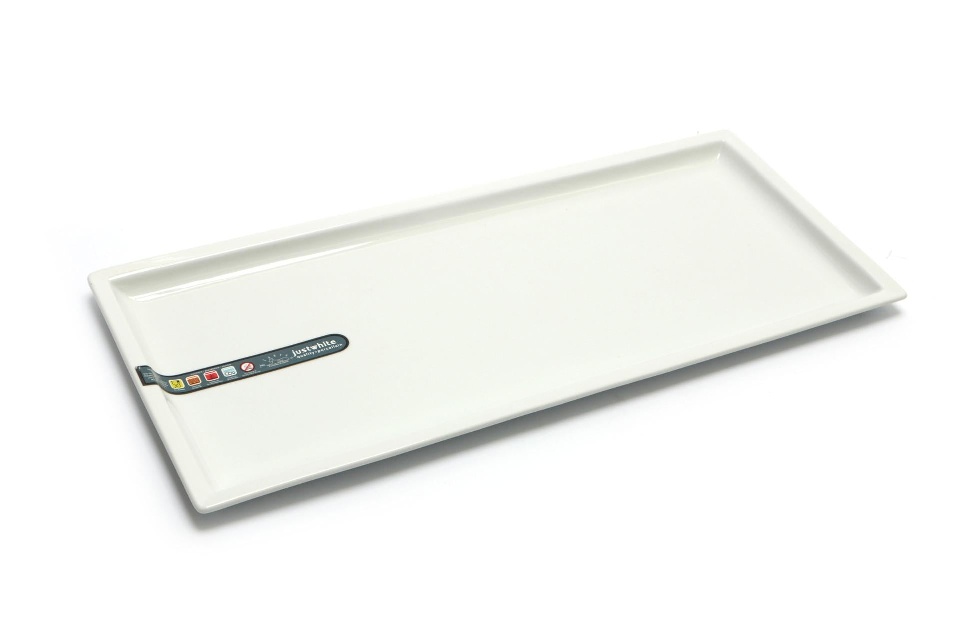 Import Tavola Professional JustWhite Piatto Rettangolare 45 x 20 cm - Linea In Porcellana Bianca - Set 3 Pz