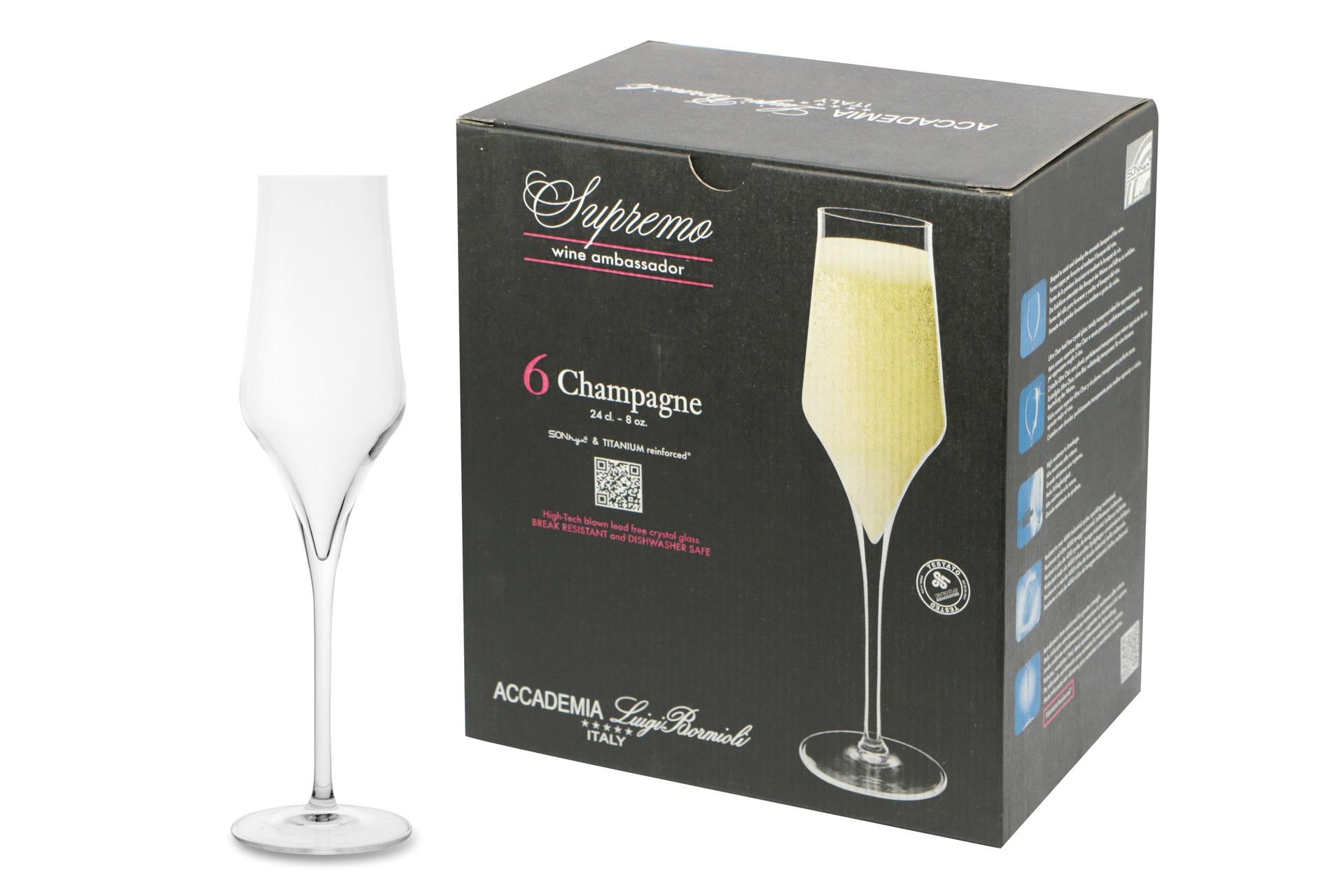 Bormioli Luigi Supremo Set 6 Calici Champagne 24 cl - Vetro Sonoro Superiore Soffiato a Macchina - Set 6 Pz 3