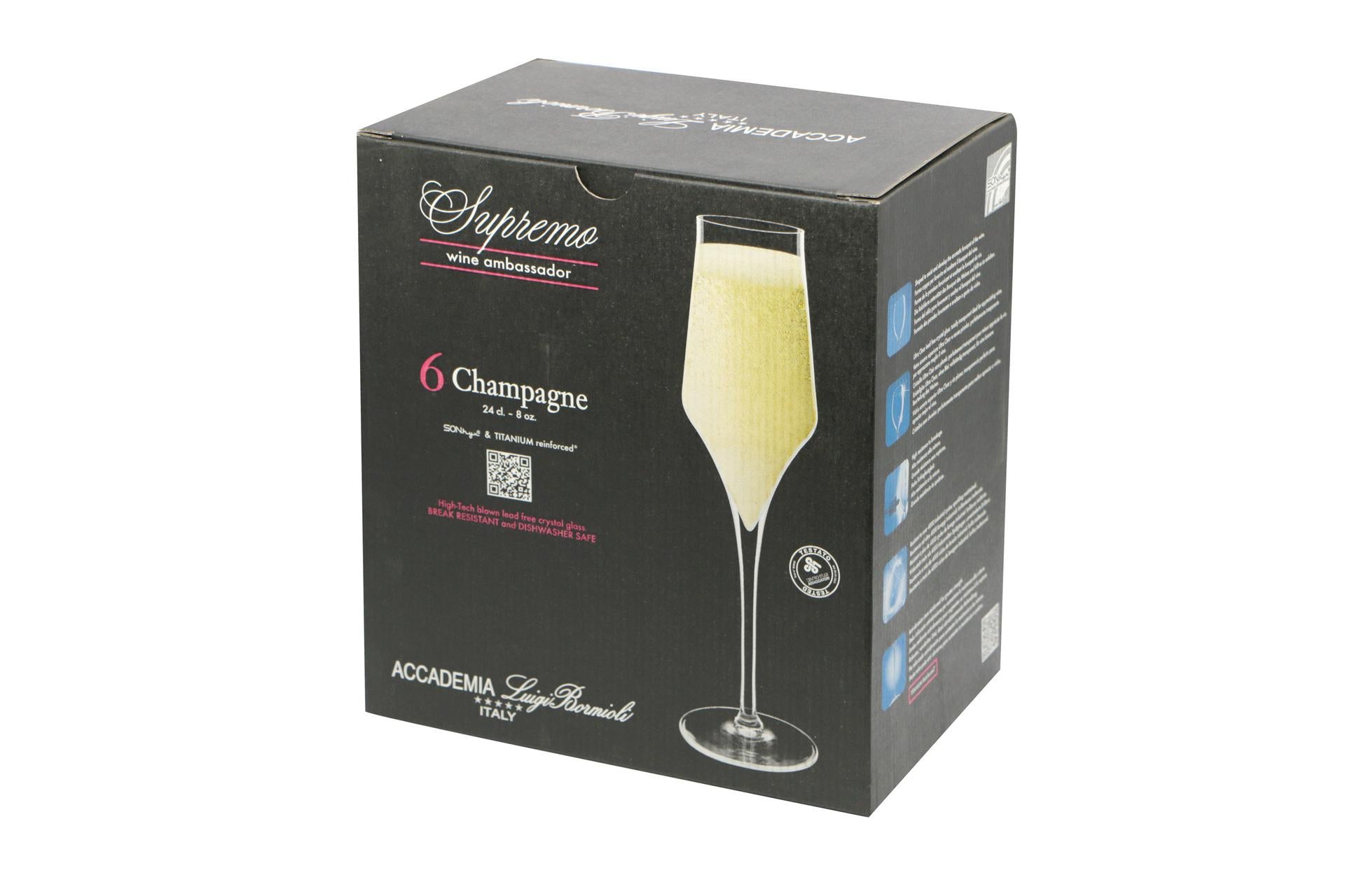 Bormioli Luigi Supremo Set 6 Calici Champagne 24 cl - Vetro Sonoro Superiore Soffiato a Macchina - Set 6 Pz 4