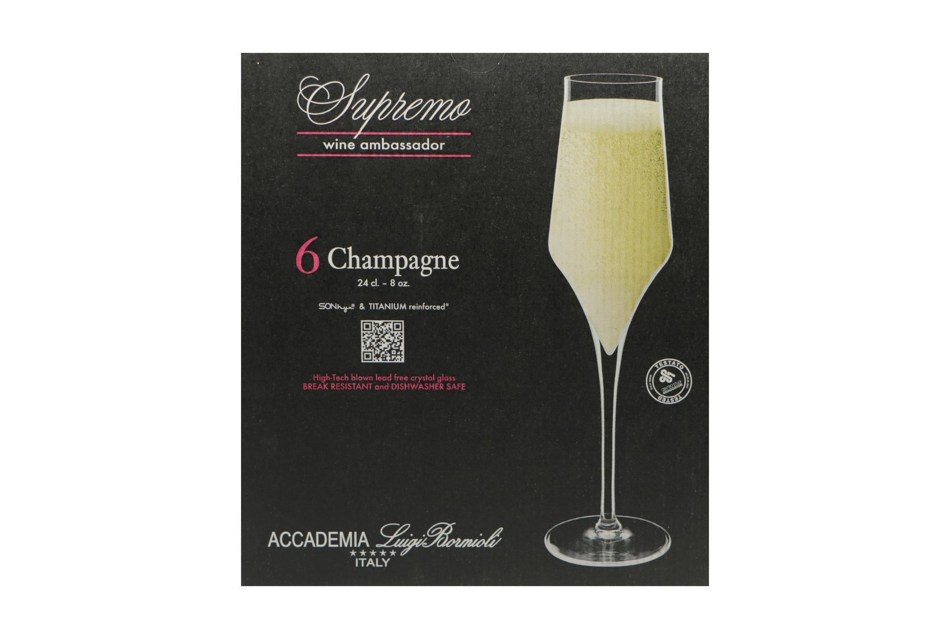 Bormioli Luigi Supremo Set 6 Calici Champagne 24 cl - Vetro Sonoro Superiore Soffiato a Macchina - Set 6 Pz 7
