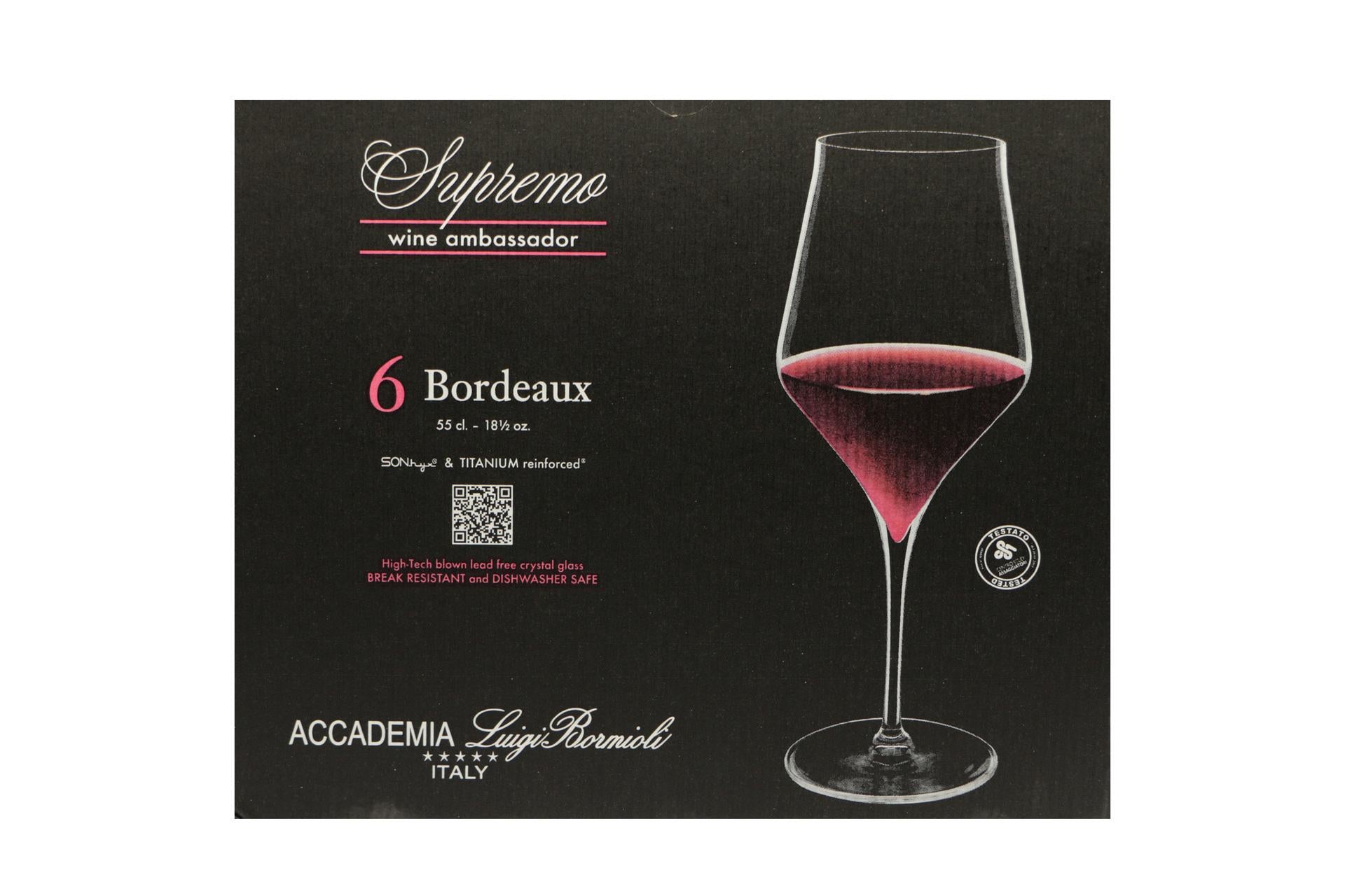 Bormioli Luigi Supremo Set 6 Calici Bordeaux 55 cl - In Vetro Sonoro Superiore Soffiato a Macchina - Set 6 Pz 6