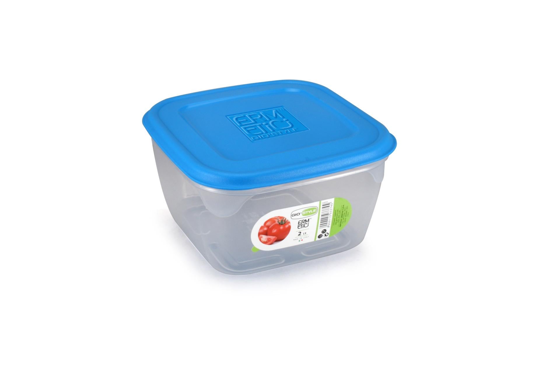 Giostyle Contenitore Ermetico Quadrato Blu 2.0L - Impilabile e Salvaspazio