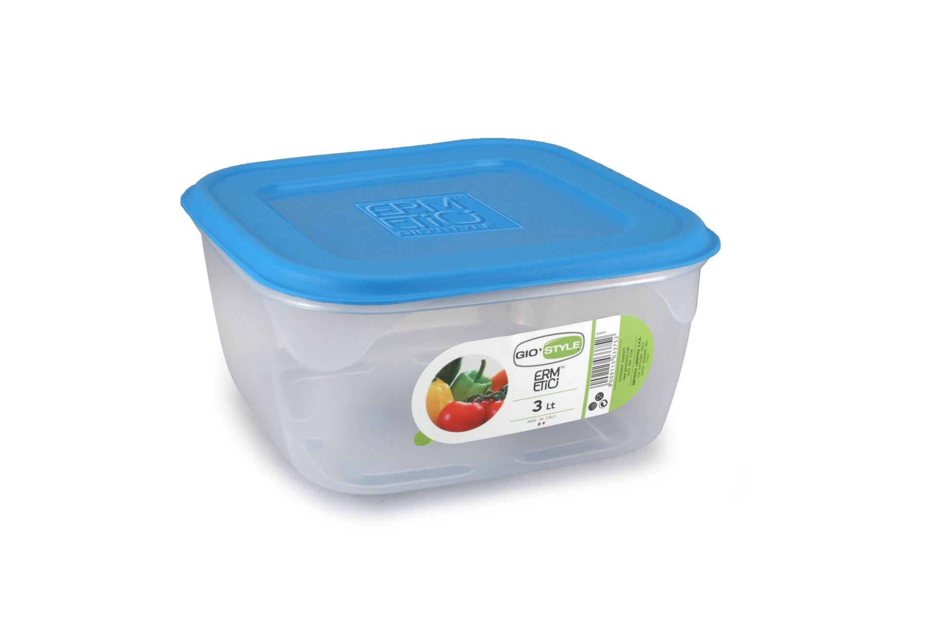 Giostyle Contenitore Ermetico Quadrato Blu 3L - 22x22x12.5 cm Impilabile