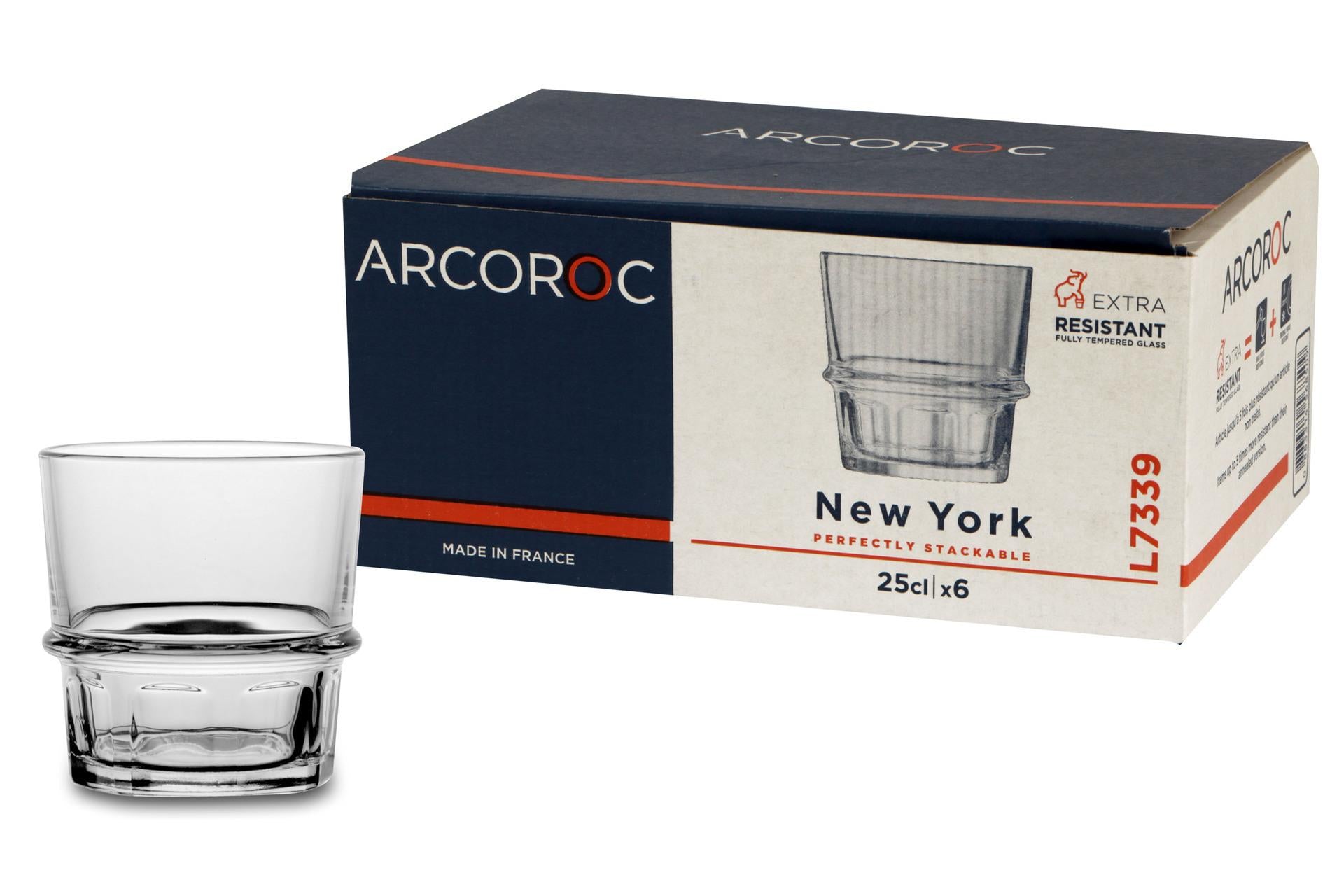 Arcoroc New York Set 6 Bicchieri Impilabili 25 cl - Bicchieri Temperati ad Alta Resistenza - Set 6 Pz 3
