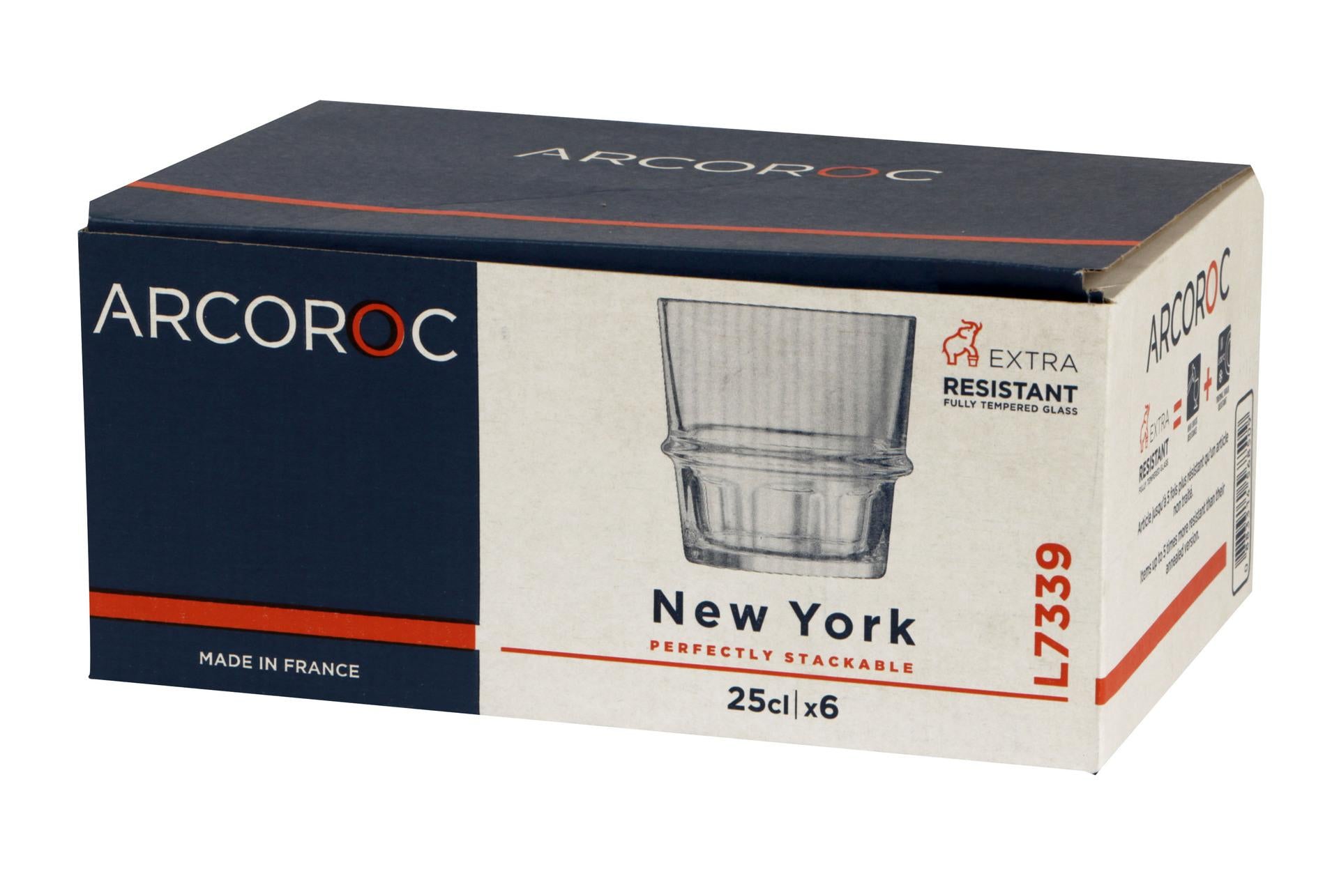 Arcoroc New York Set 6 Bicchieri Impilabili 25 cl - Bicchieri Temperati ad Alta Resistenza - Set 6 Pz 4