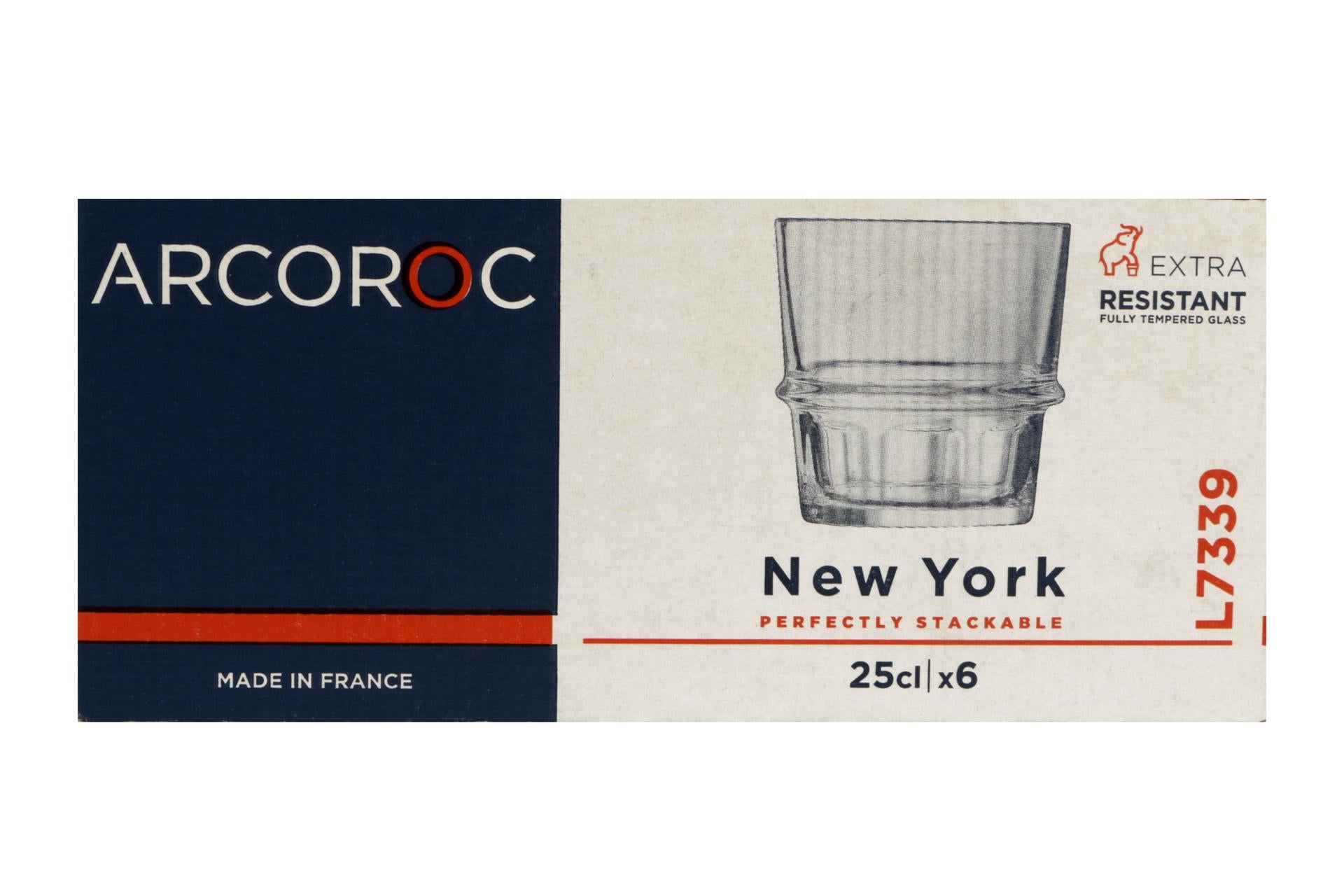 Arcoroc New York Set 6 Bicchieri Impilabili 25 cl - Bicchieri Temperati ad Alta Resistenza - Set 6 Pz 8