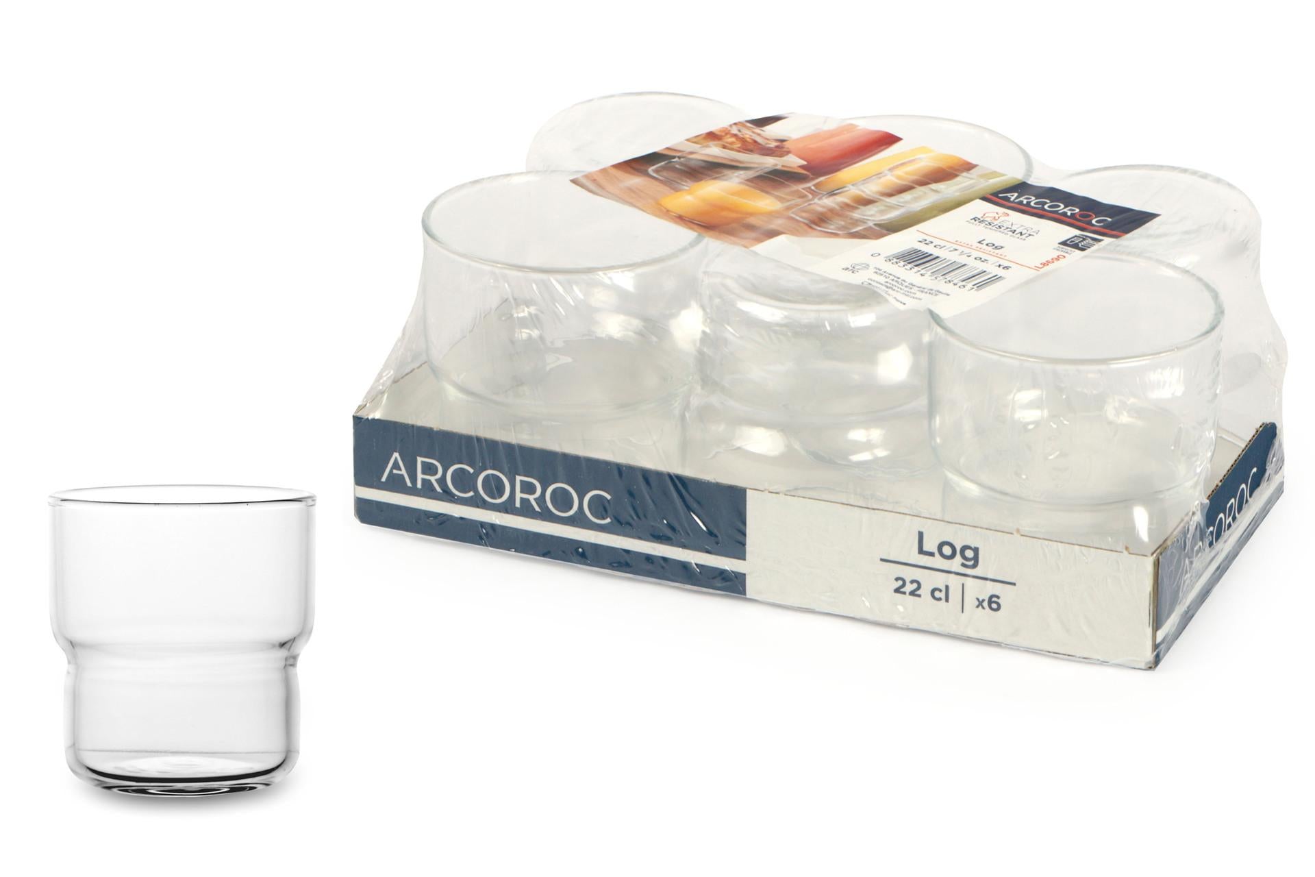 Arcoroc Log Set 6 Bicchieri Impilabili 22 cl - Bicchiere Temperato Alta Resistenza per Uso Professionale Intensivo - Set 6 Pz 3