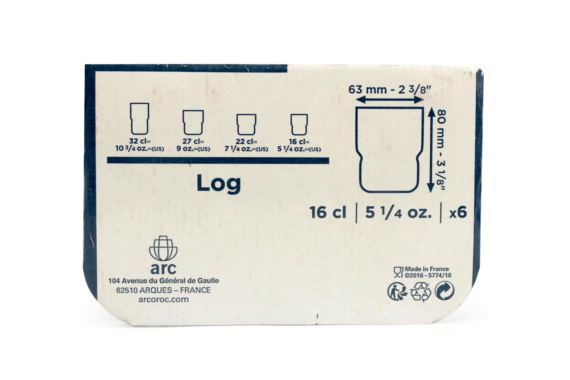 Arcoroc Log Set 6 Bicchieri Impilabili 16 cl - Bicchiere Temperato Alta Resistenza per Uso Professionale Intensivo - Set 6 Pz 5