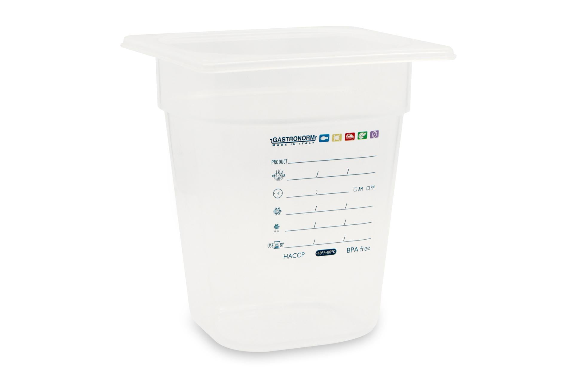 Mori2A Bacinella Graduata GN 1.6 In Polipropilene H.20 cm - Sistema HACCP Impilabile e Trasparente