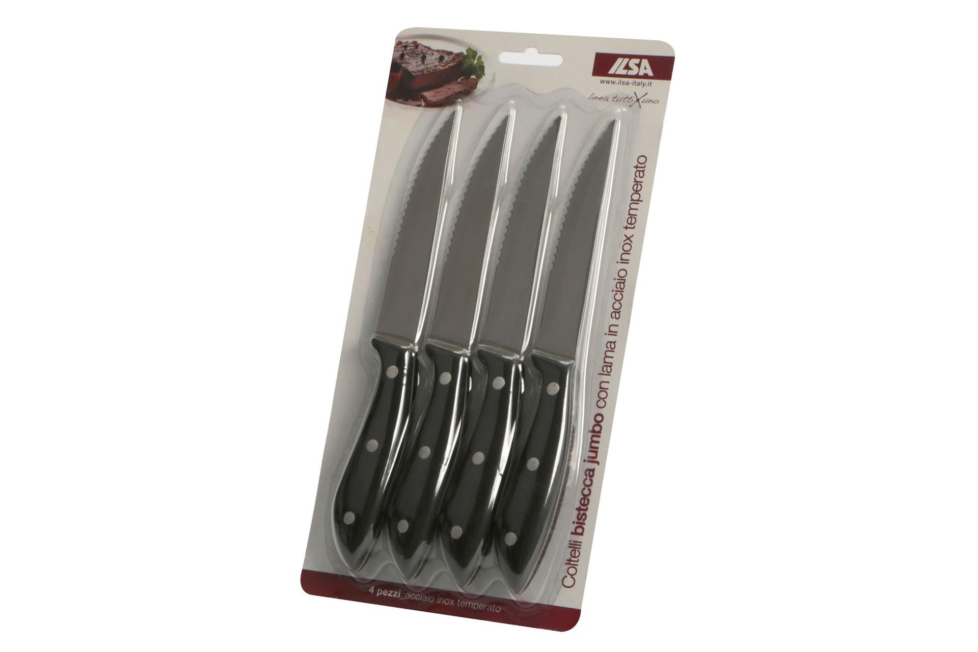 Ilsa Tuttixuno Set 4 Coltelli Bistecca Maxi - Lama Dentata In Acciaio Inox Temperato Con Manico Rivettato - Set 4 Pz