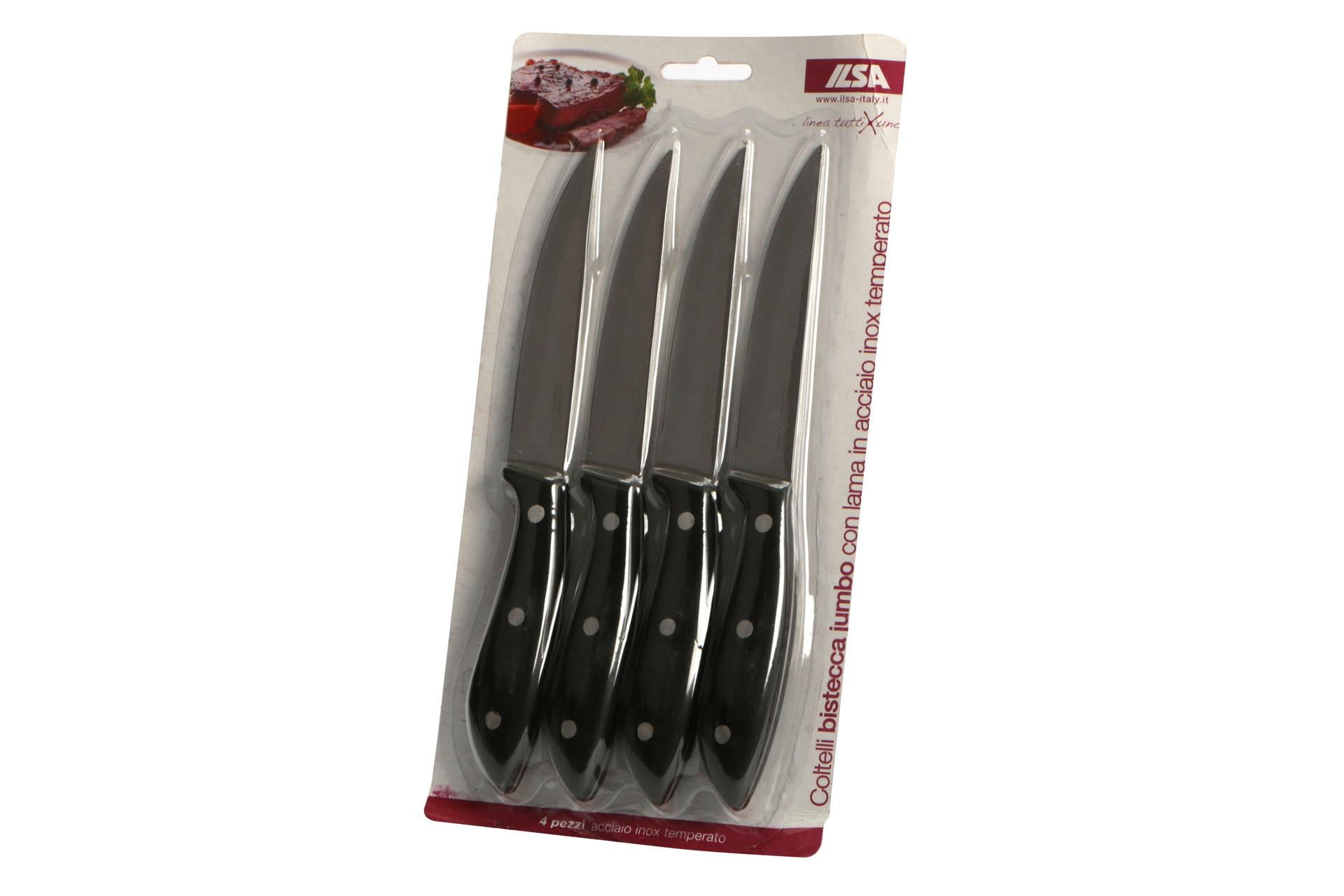 Ilsa Tuttixuno Set 4 Coltelli Bistecca Maxi - Lama Liscia In Acciaio Inox Temperato Con Manico Rivettato - Set 4 Pz