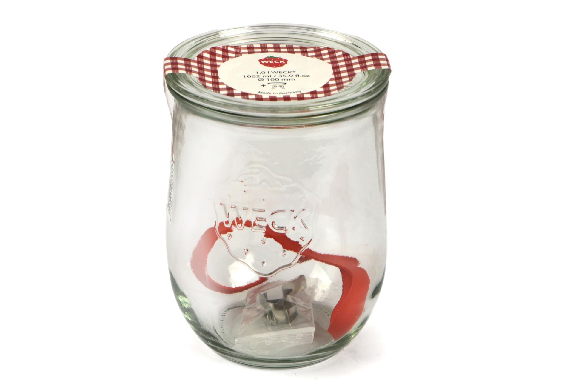 Weck R Tulip Vasetto 1L Con Coperchio - Conservazione e Vaso-Cottura Completo di Guarnizione e Clips Ermetiche - Set 6 Pz