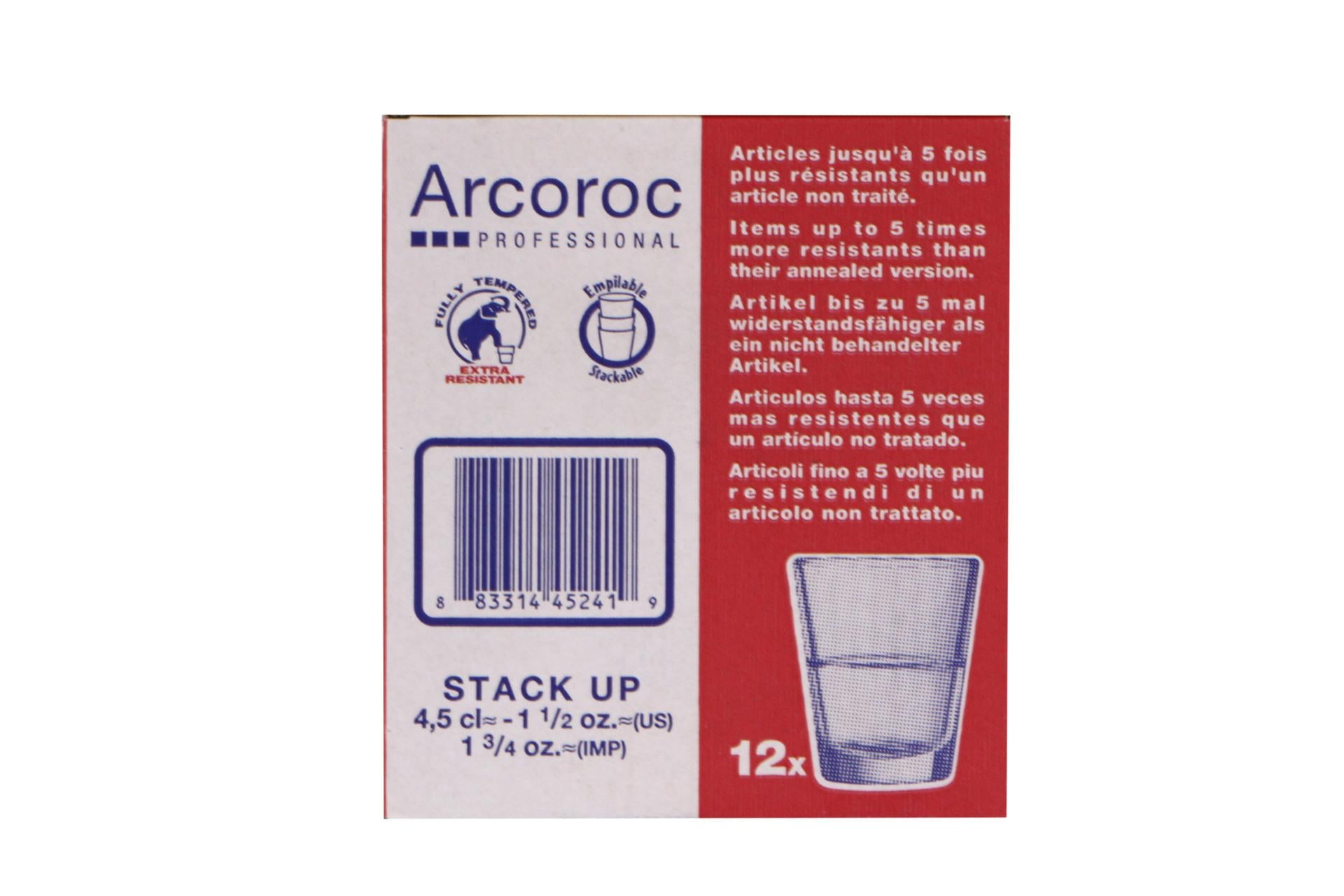 Arcoroc Stack Up Bicchiere Temperato Shot 4.5 cl - H 60 mm Ø 50 mm Impilabile - Set 12 Pz 6
