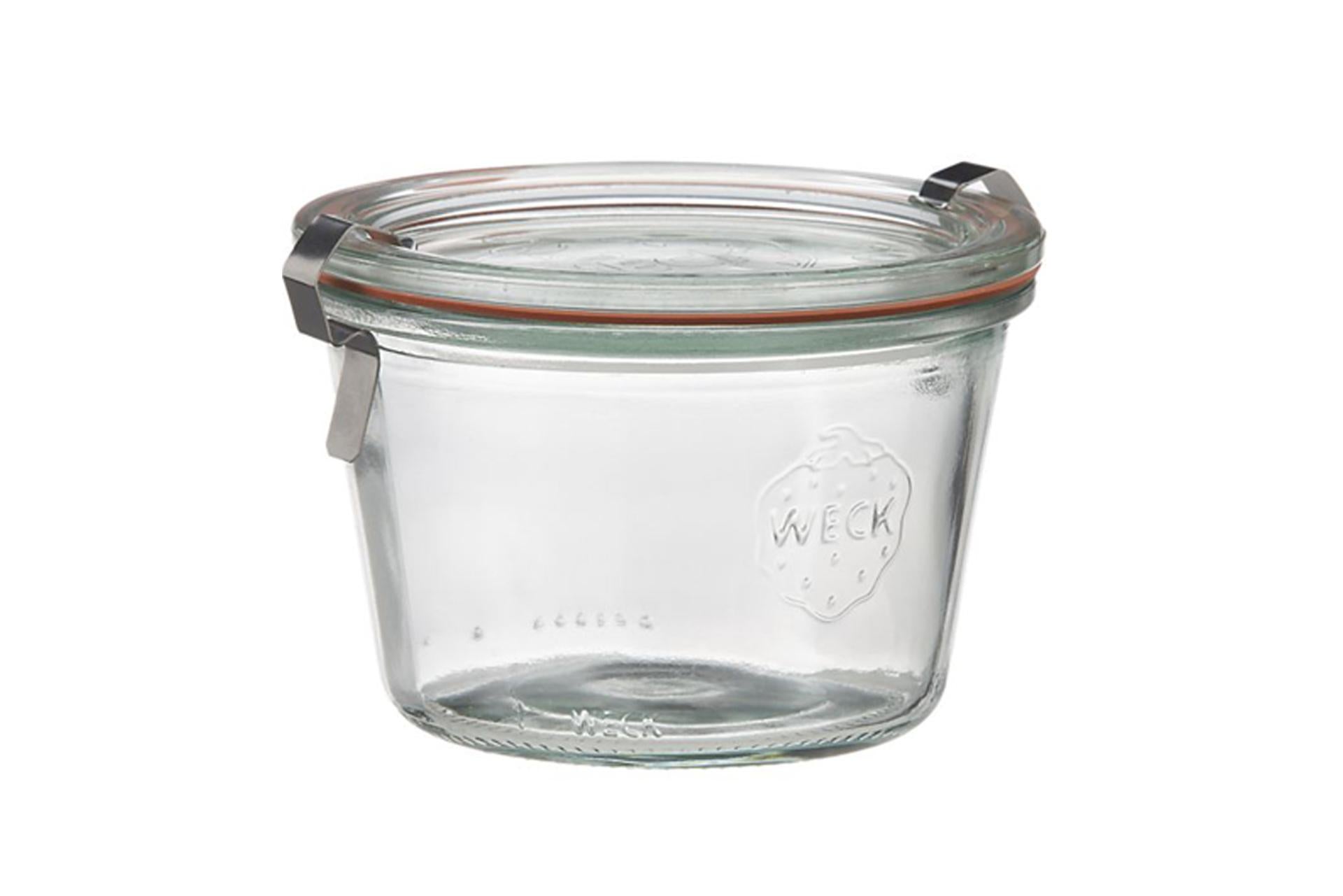 Weck Vasetto Cilindrico 165 ml - Ø80 mm Con Coperchio, Guarnizione e Clips di Chiusura Ermetica - Set 12 Pz