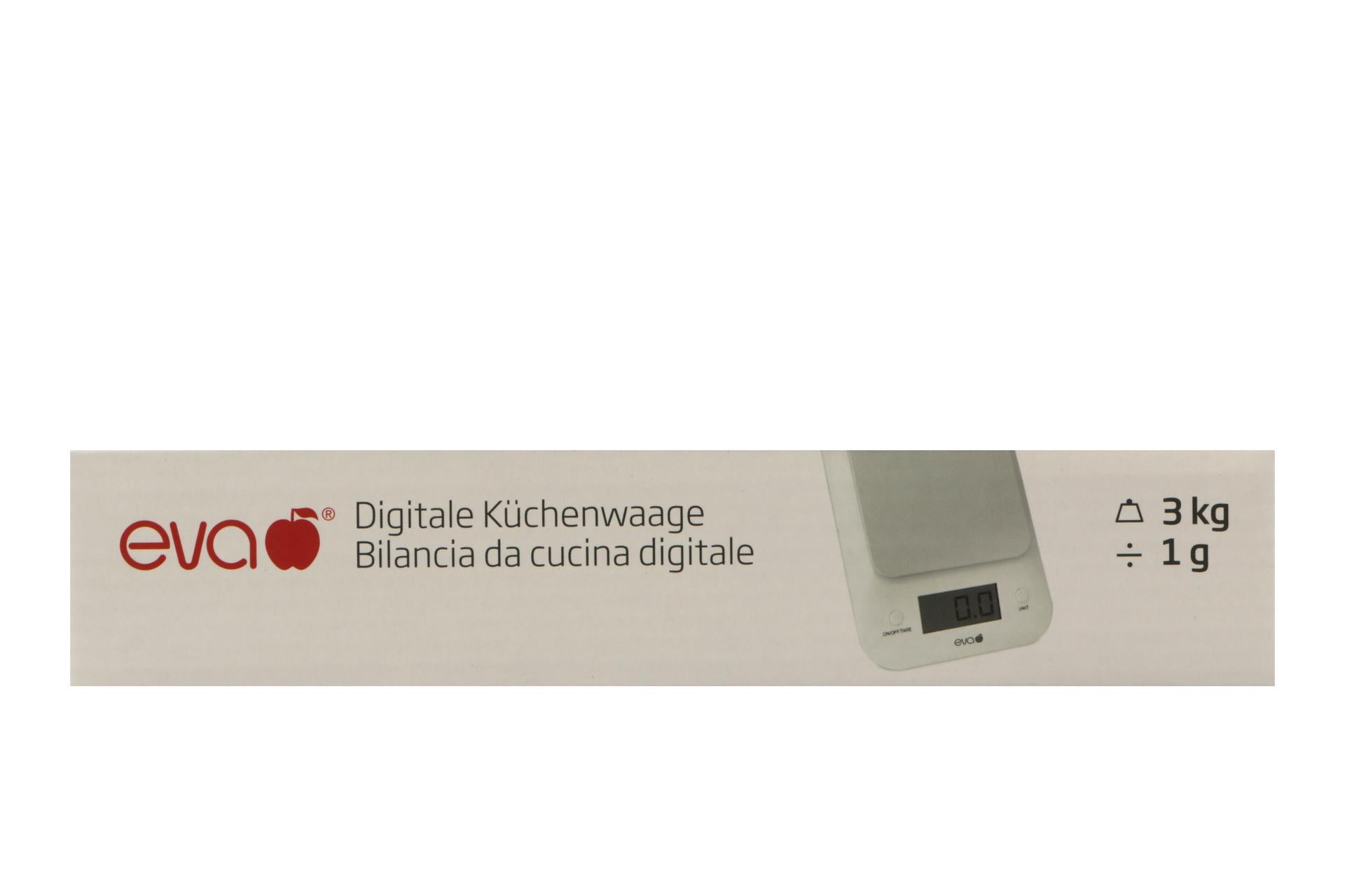 Eva Bilancia Cucina Digitale 1g-3kg Bianca - Base In Alluminio 6
