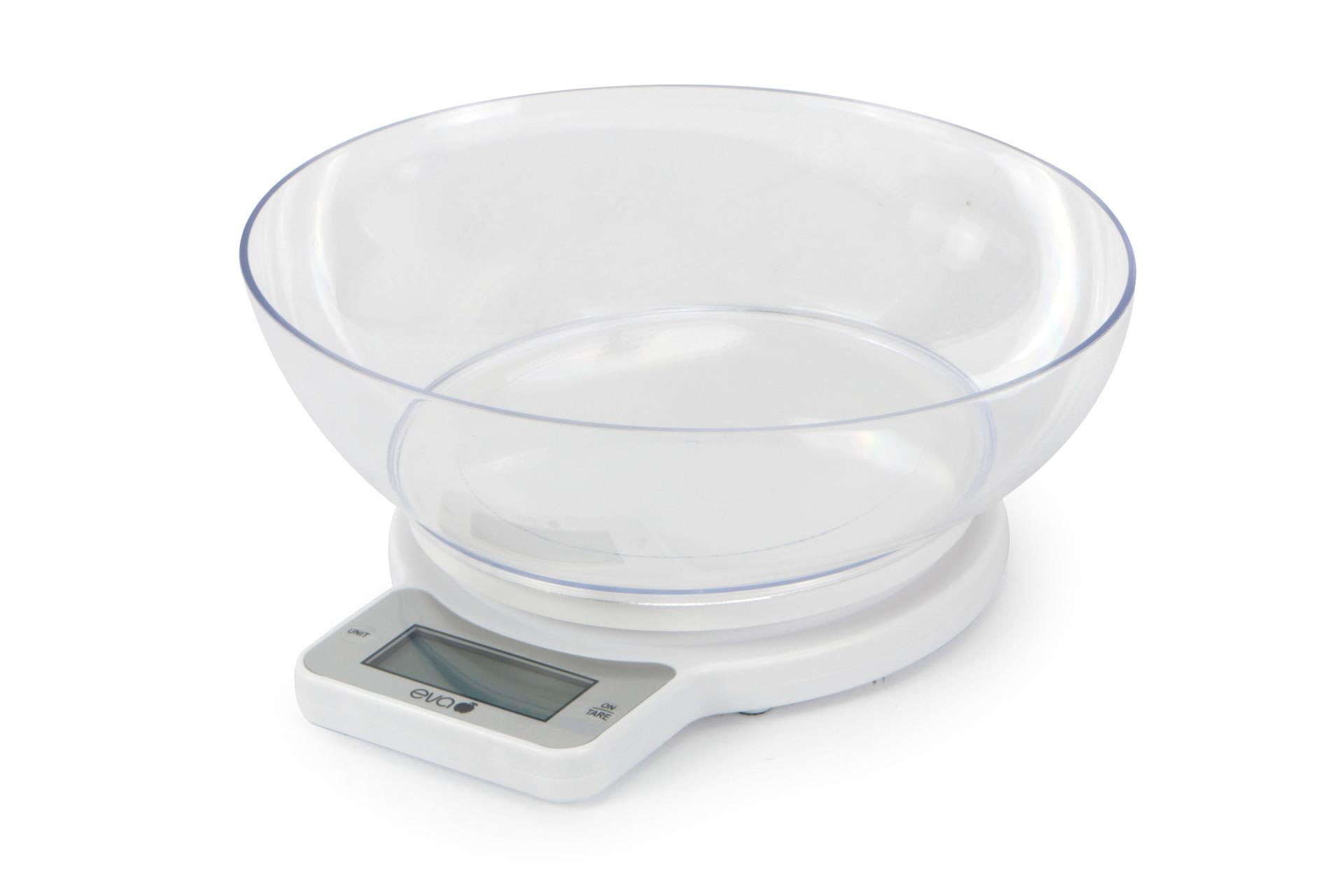Eva Bilancia Cucina Digitale 1g-5kg Bianca Con Bacinella Trasparente