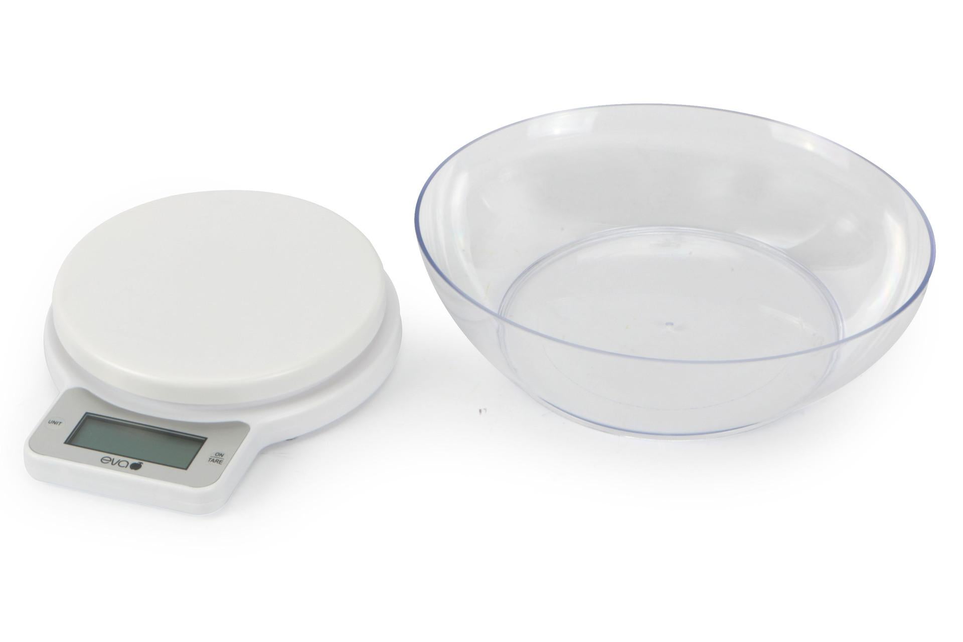 Eva Bilancia Cucina Digitale 1g-5kg Bianca Con Bacinella Trasparente