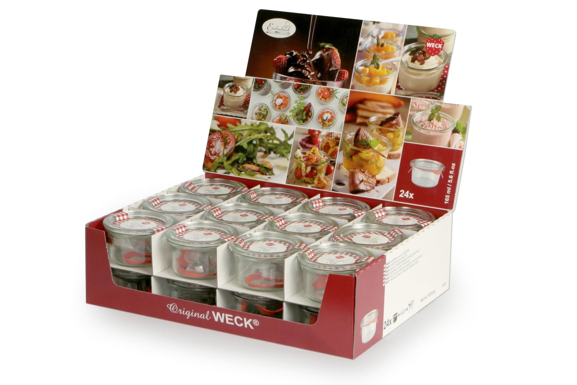 Dosen-Zentrale Weck Espositore da Banco - 24 Pezzi Vasi 165 ml Con Coperchio Ø80 mm