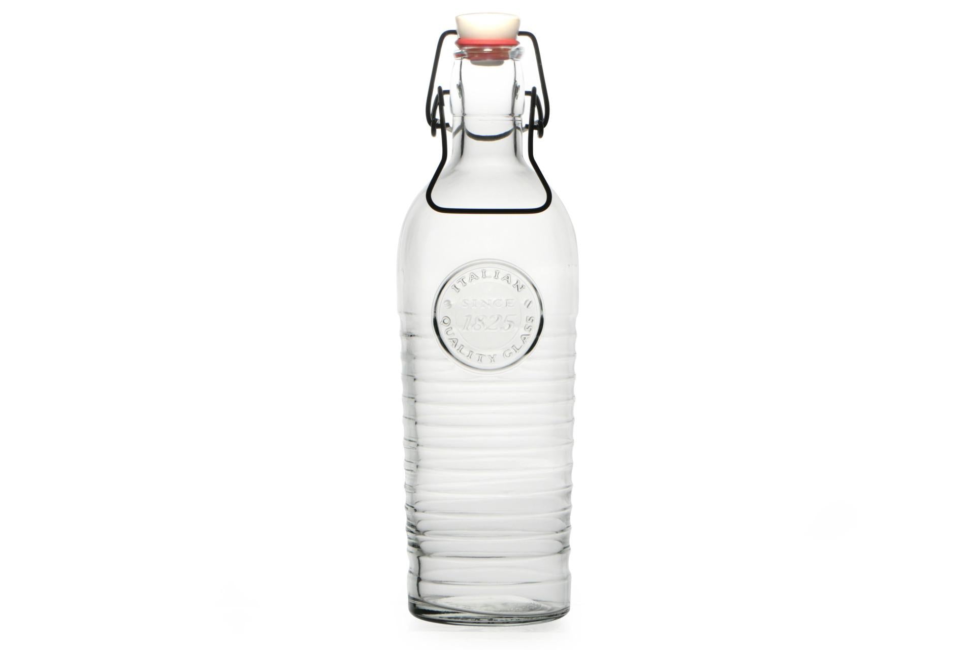 Bormioli Rocco Officina 1825 Bottiglia In Vetro 1.2 L Con Tappo e Guarnizione - Set 6 Pz