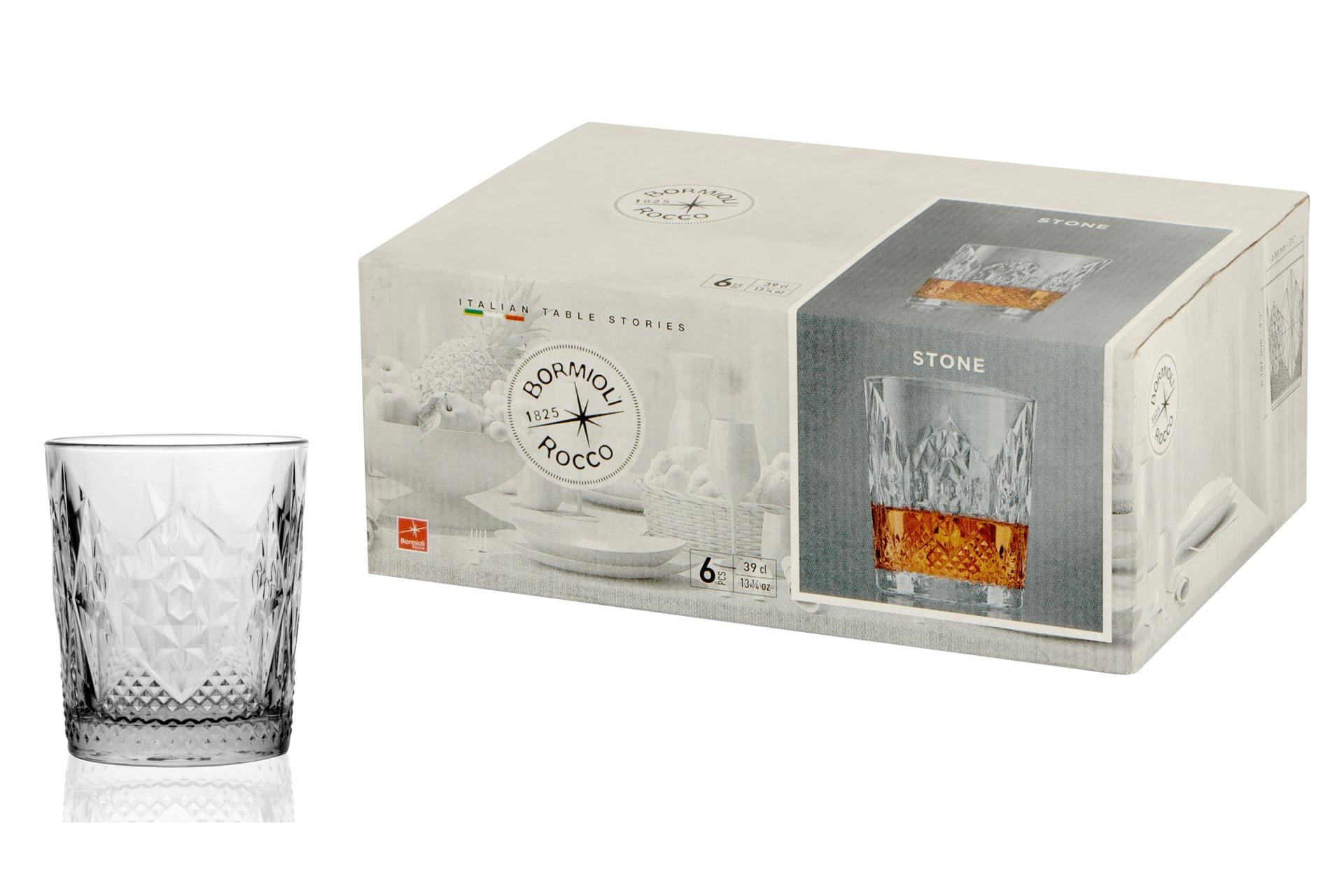 Bormioli Rocco Stone Bicchiere DOF 39 cl - Design Italiano Anni '30 Intagliato - Set 6 Pz 3