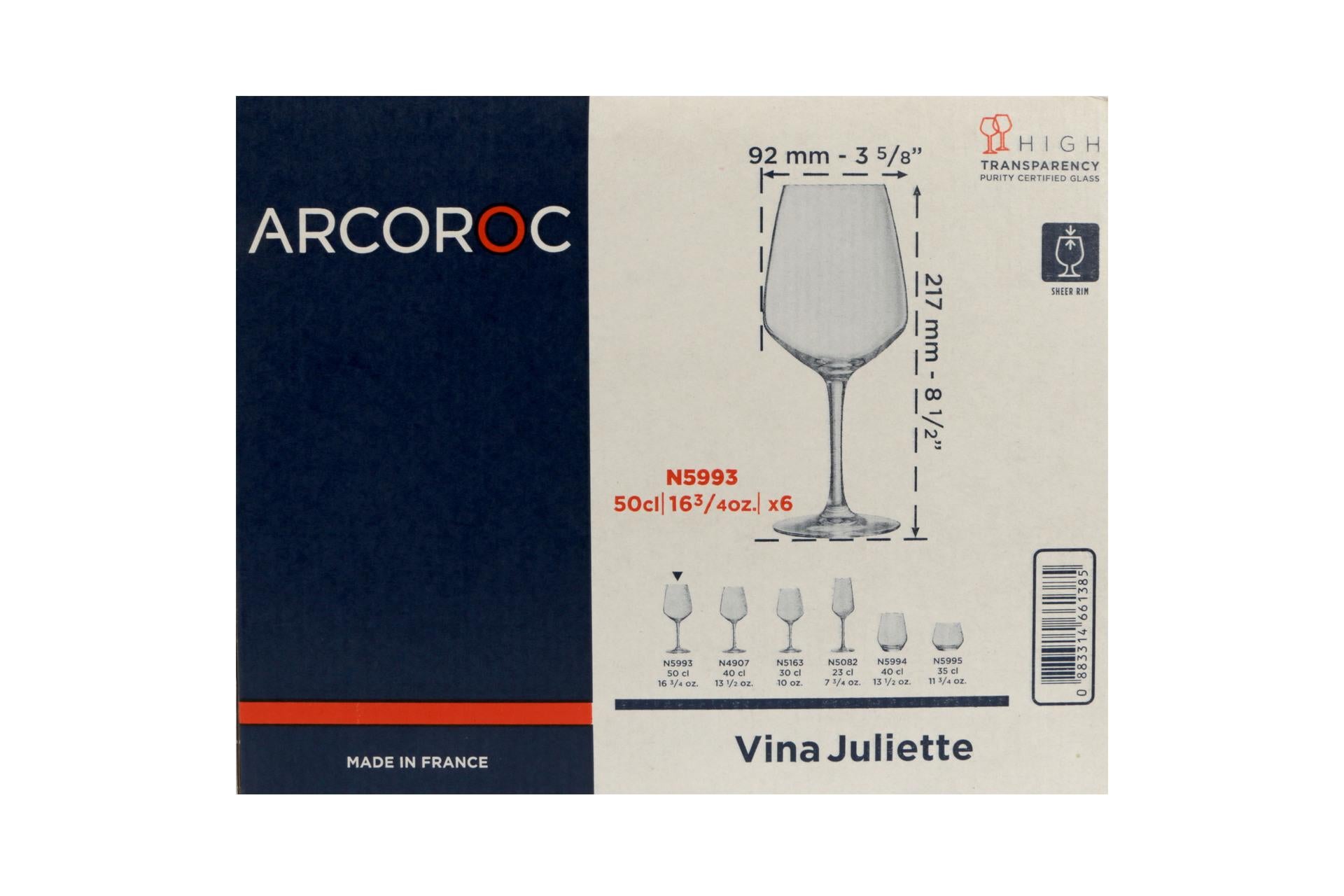 Arcoroc Juliette Set 6 Calici 50 cl - H 217 mm Ø 92 mm In Vetro Cristallino - Set 6 Pz 8