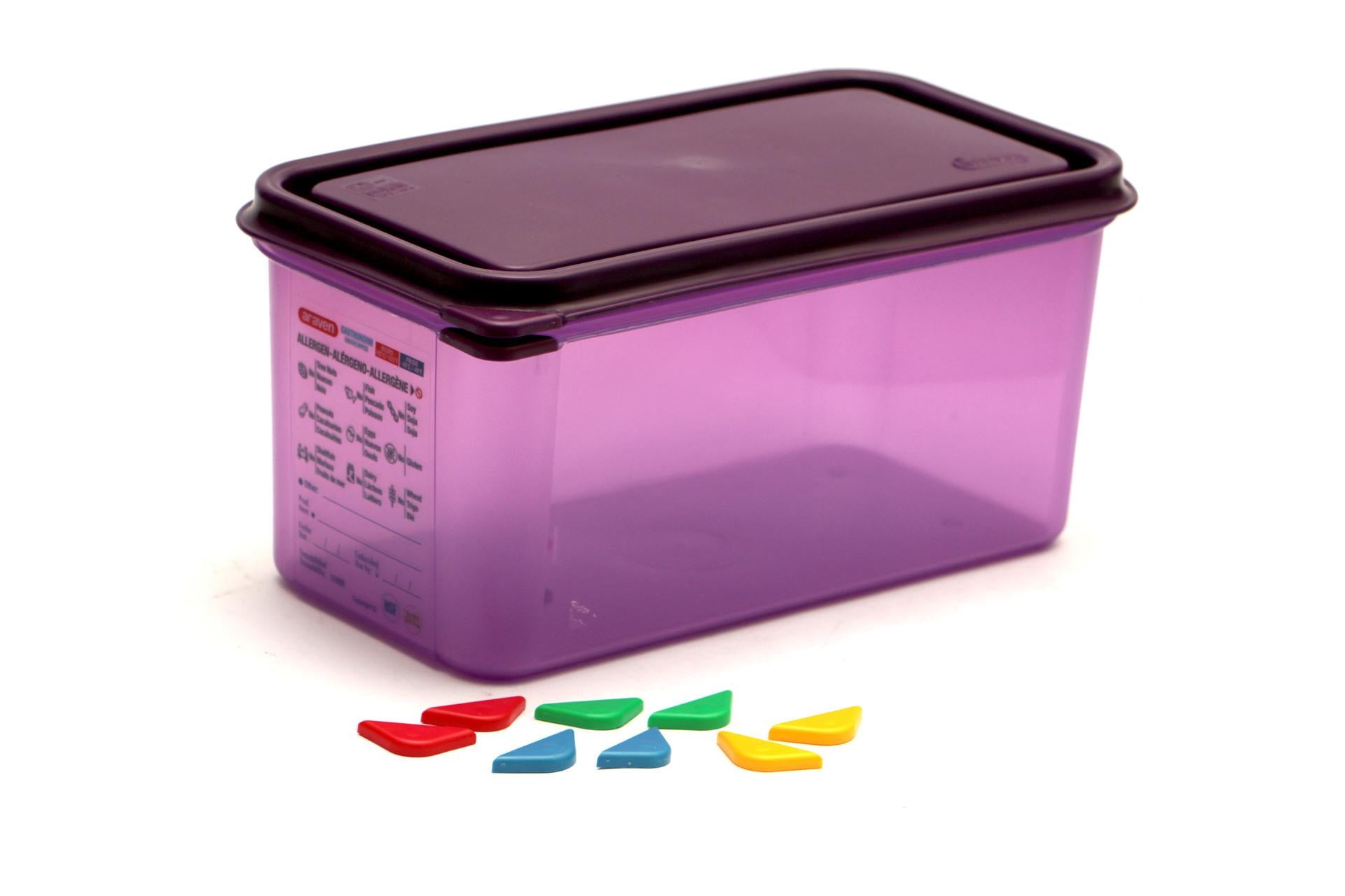 Araven Contenitore Ermetico Gastronorm 1.3 L - 32,5 x 17,6 x 15 cm Viola Per Alimenti Allergeni