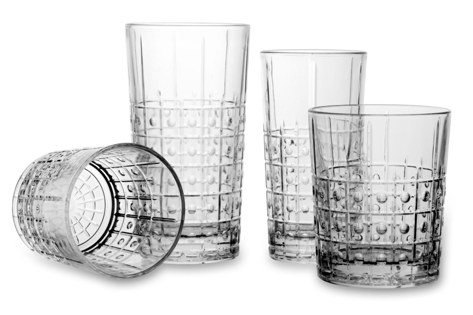 Bormioli Rocco Este Bicchiere Acqua 30 cl - Design Italiano Con Motivi Geometrici - Set 6 Pz