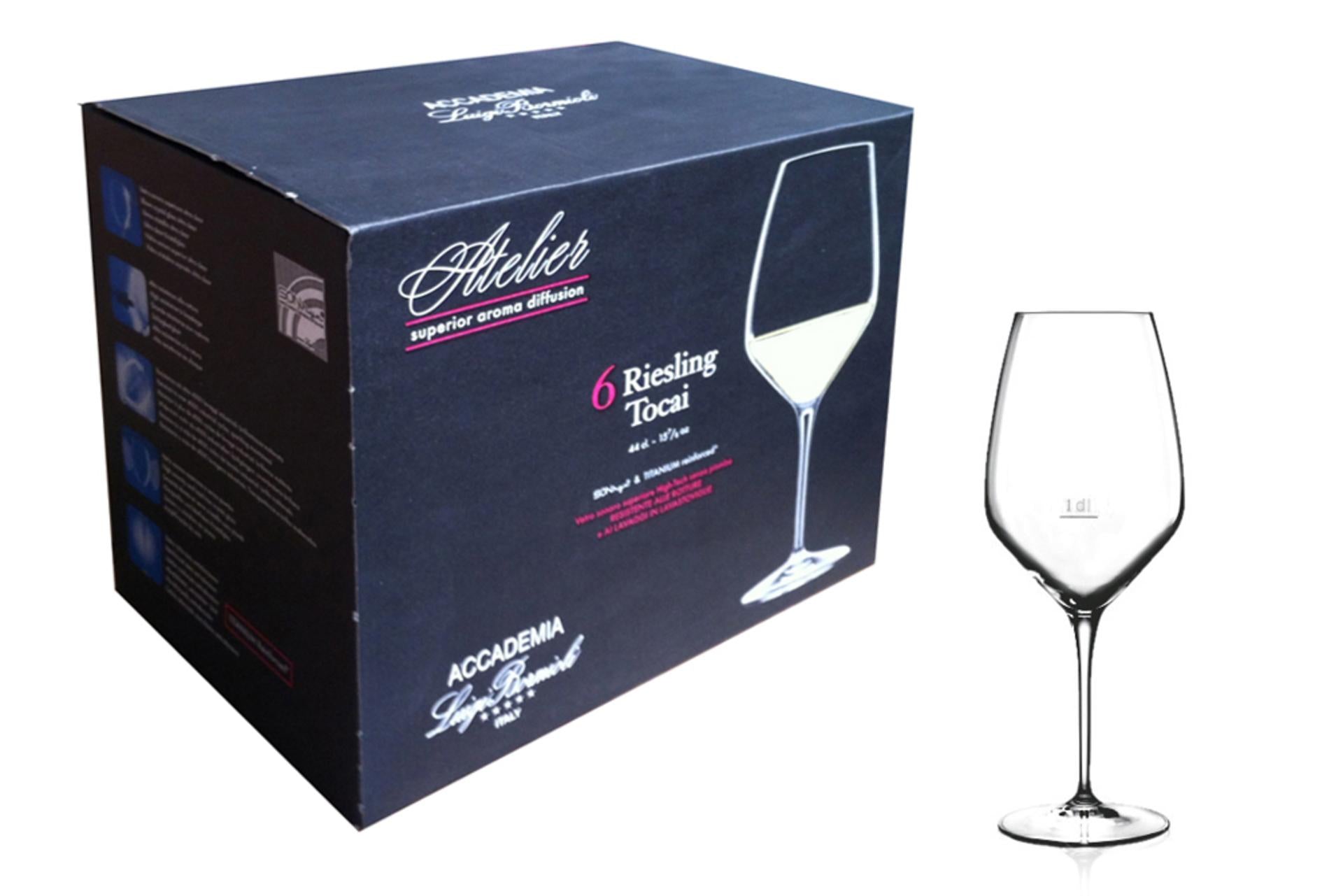 Bormioli Luigi Atelier Confezione 6 Calici Riesling Cl. 44 Con Tacca CE - Vetro Sonoro Superiore - Set 6 Pz