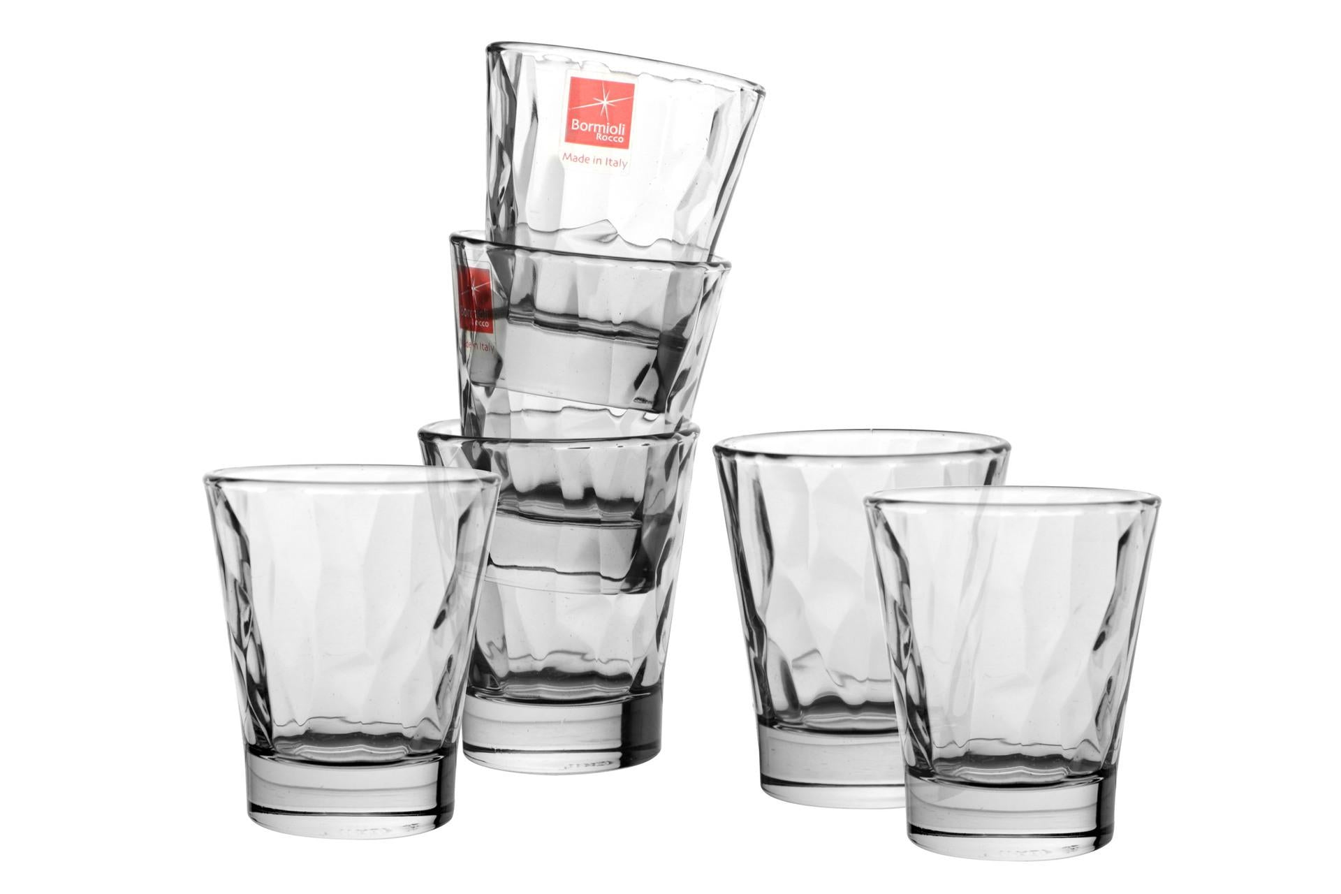 Bormioli Rocco Diamond Trasparente Set 6 Bicchieri Caffeino 8 cl In Vetro Decorato - Set 6 Pz