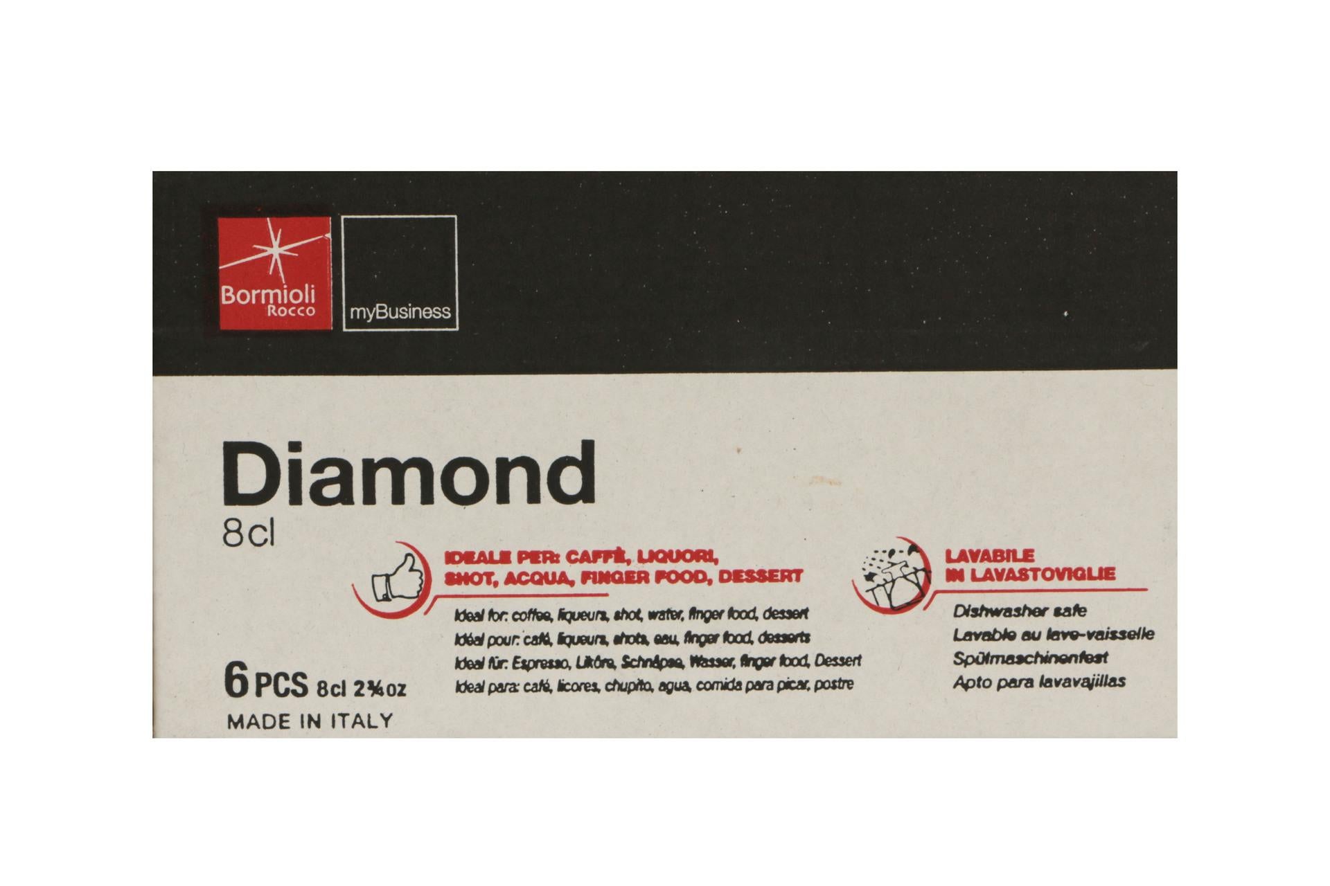 Bormioli Rocco Diamond Trasparente Set 6 Bicchieri Caffeino 8 cl In Vetro Decorato - Set 6 Pz 6