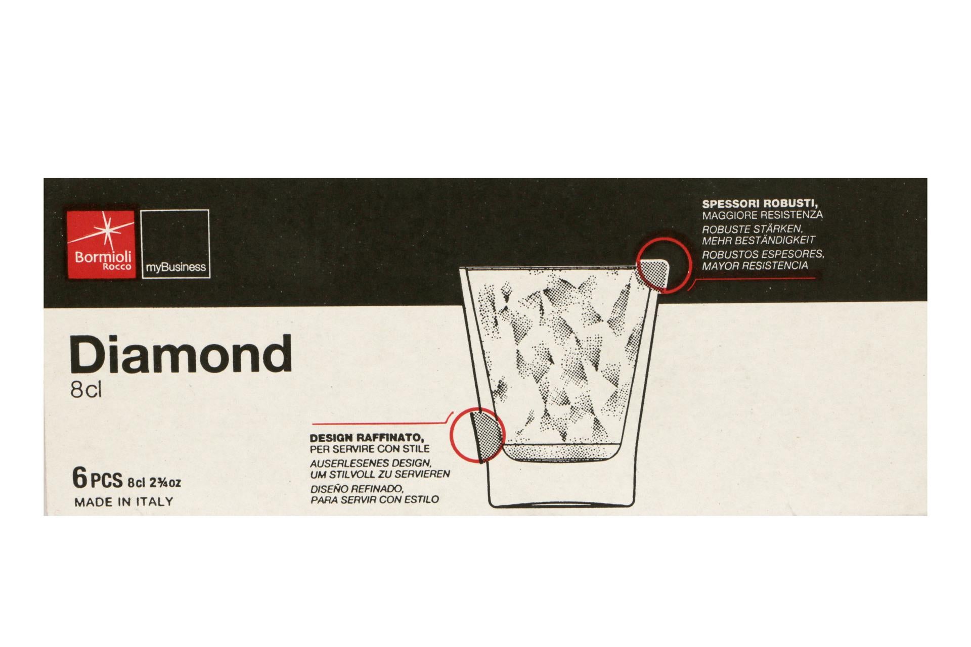 Bormioli Rocco Diamond Trasparente Set 6 Bicchieri Caffeino 8 cl In Vetro Decorato - Set 6 Pz 7