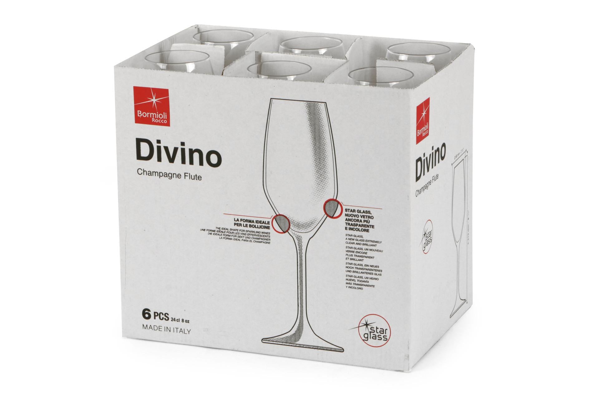 Bormioli Rocco Divino Calice Flute 24 cl - In Star Glass H.21.5 cm - Set 6 Pz 3